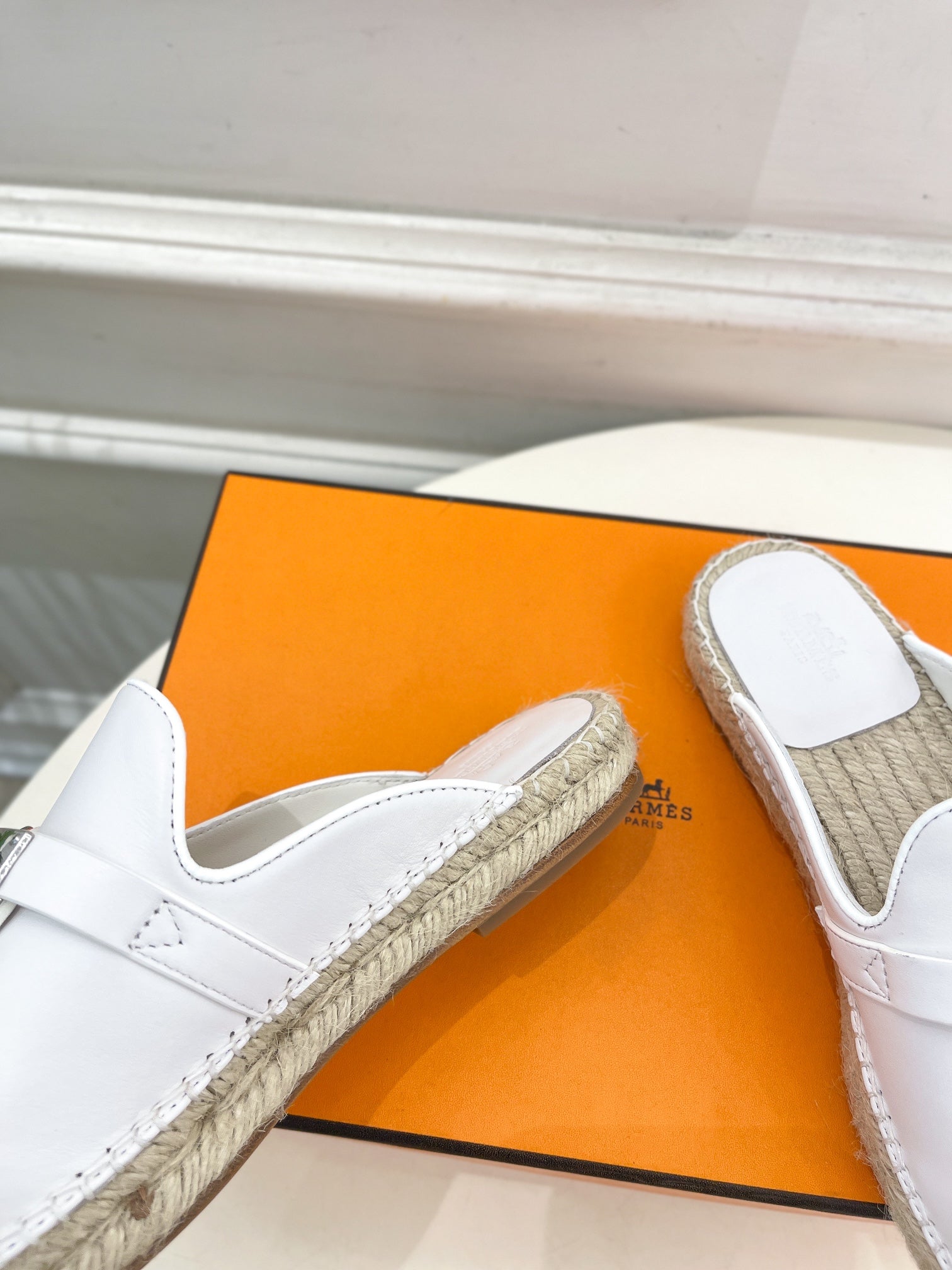 HM Feria Espadrille 20mm White Calfskin And Handwoven Hemp Rope 967989