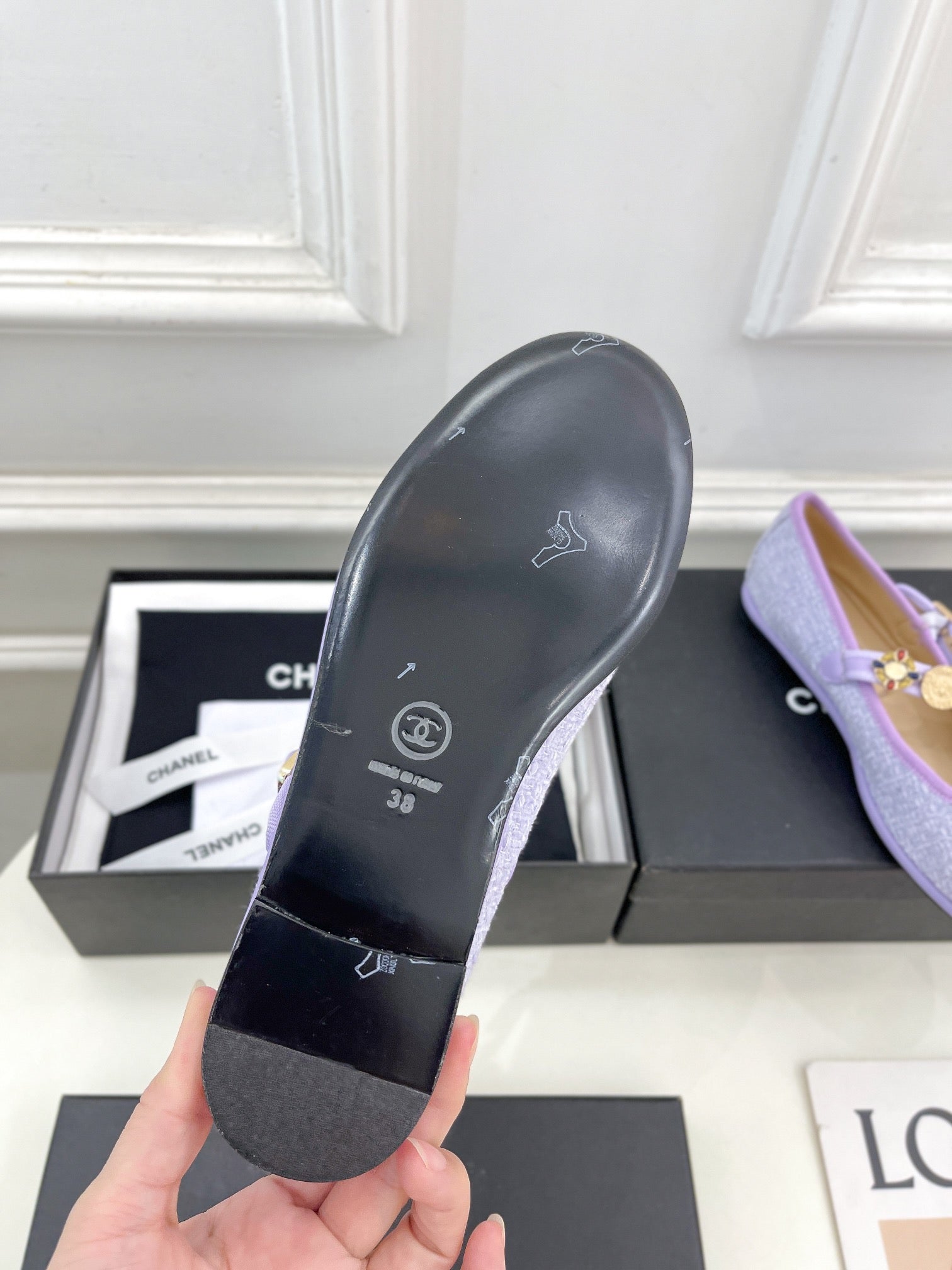 CC Ballet Flats 10mm Light Violet Wool Tweed And Fabric 948830