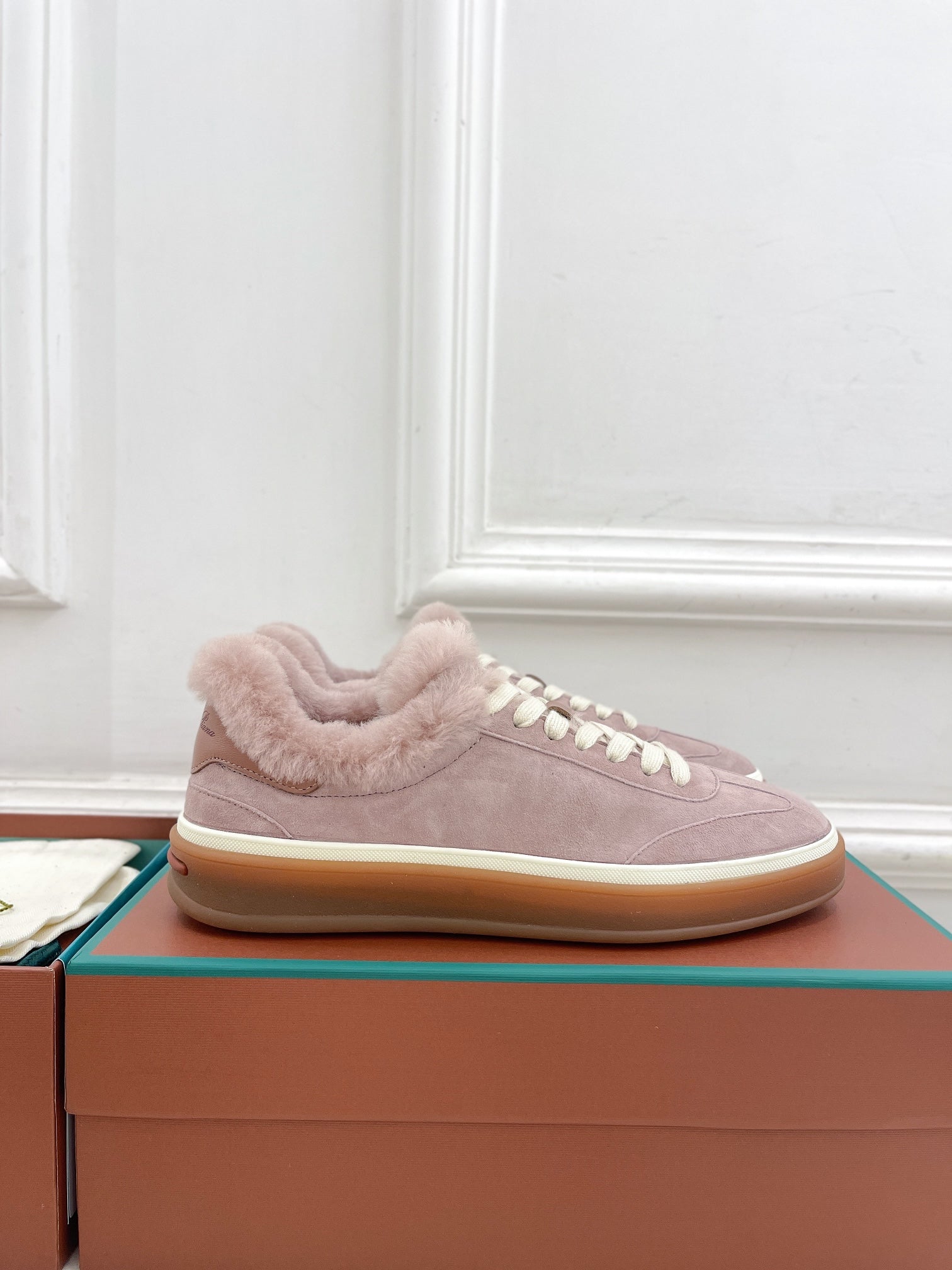 LP Tennis Walk Sneaker In Taro Purple Suede Lined With Wool Fleece 988270