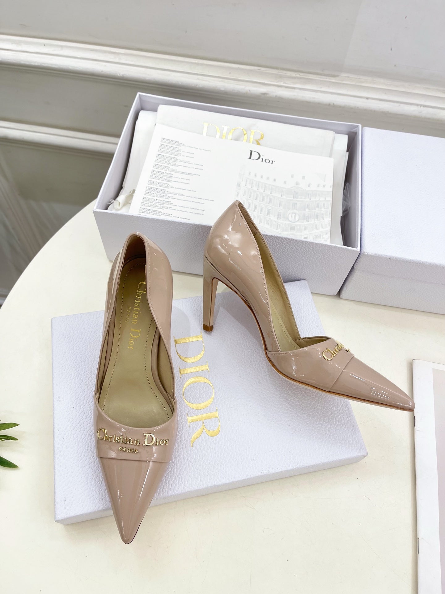 CD 25 Pump High Heels Pink Nude Patent Leather 307424