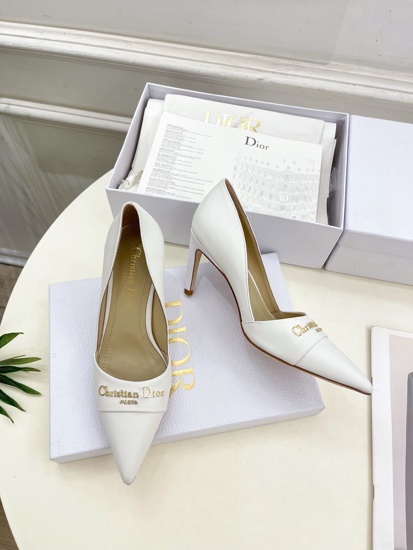 CD 25 Pump High Heels White Calfskin 307421