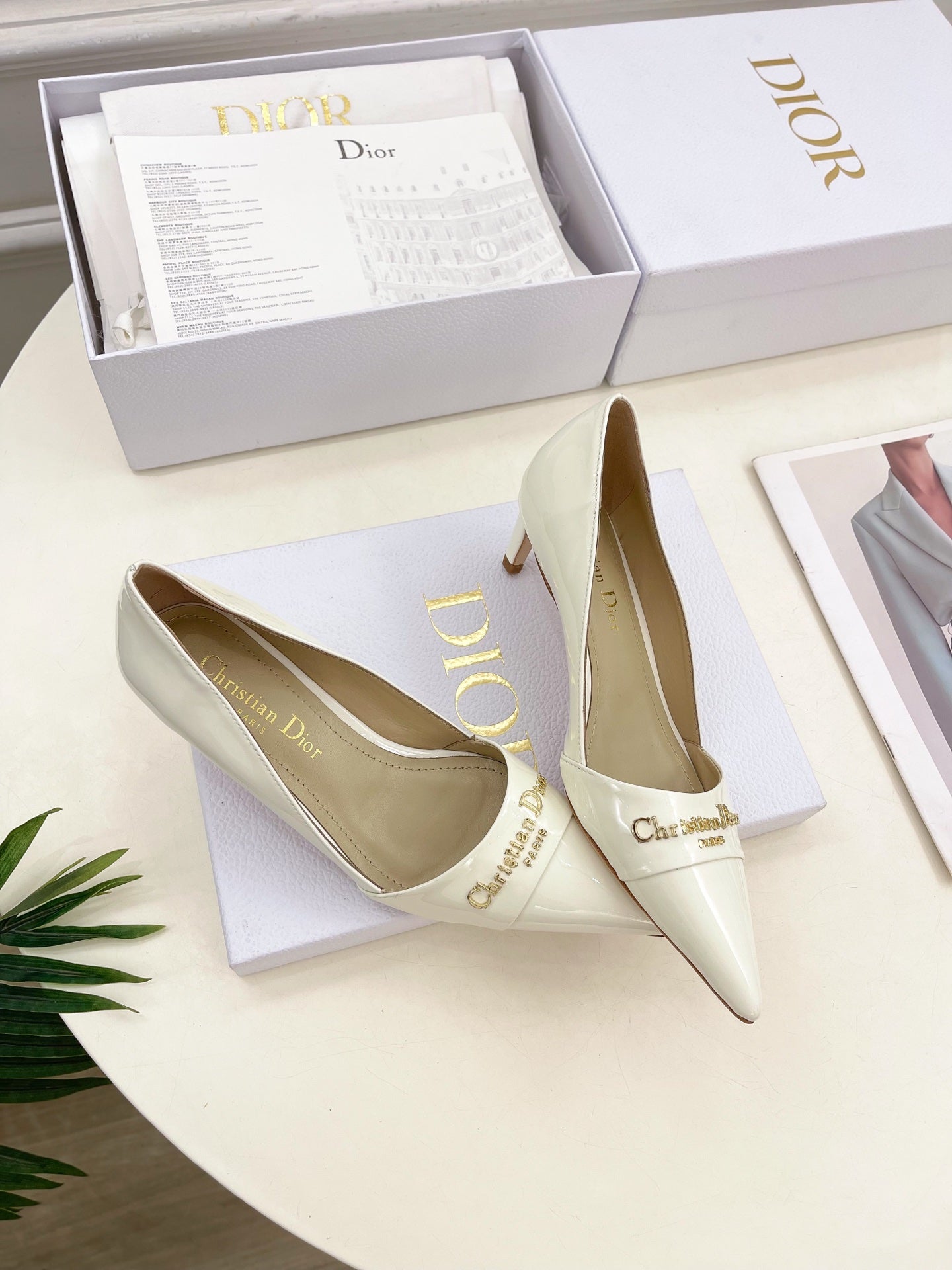 CD 25 Pump High Heels White Patent Leather 307418