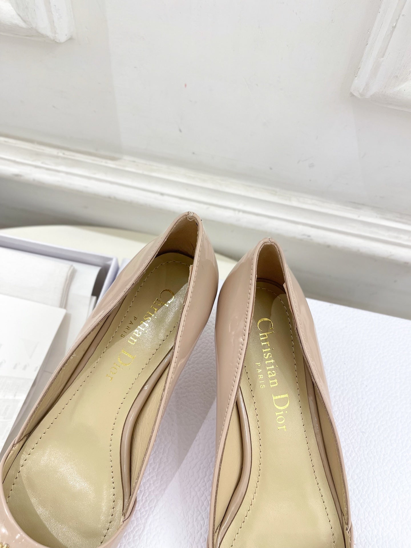 CD 25 Pump High Heels Pink Nude Patent Leather 307424
