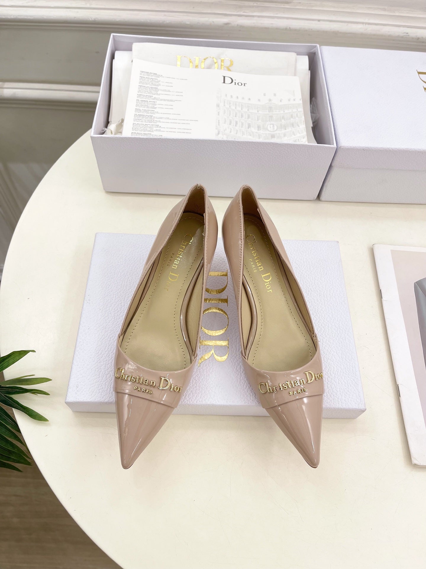 CD 25 Pump High Heels Pink Nude Patent Leather 307424