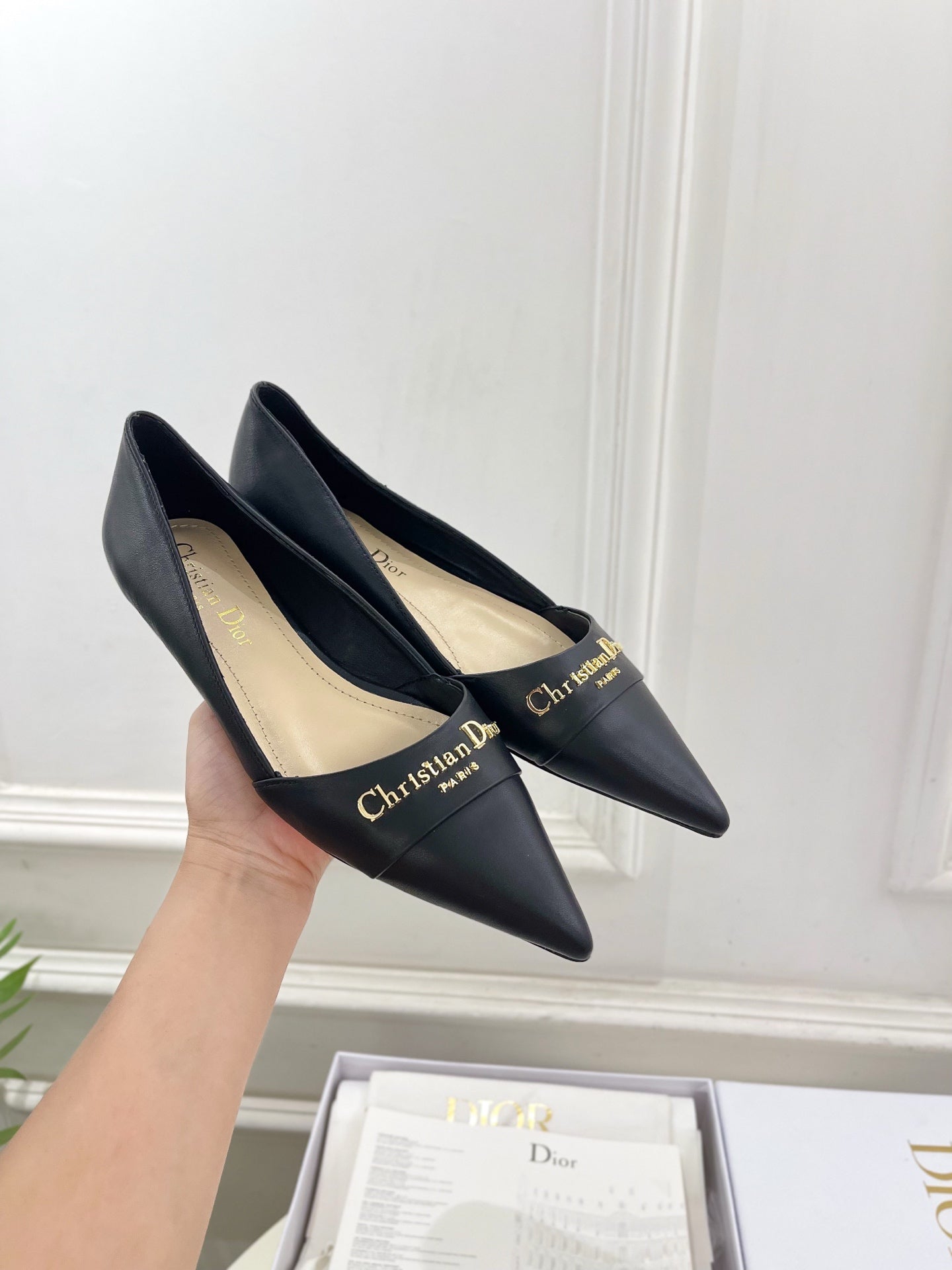 CD 25 Pump Flat Black Calfskin 307415