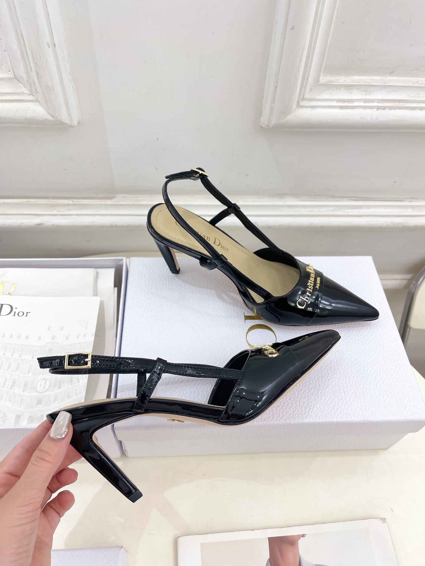 CD 25 Slingback Heel Black Patent Leather 307428