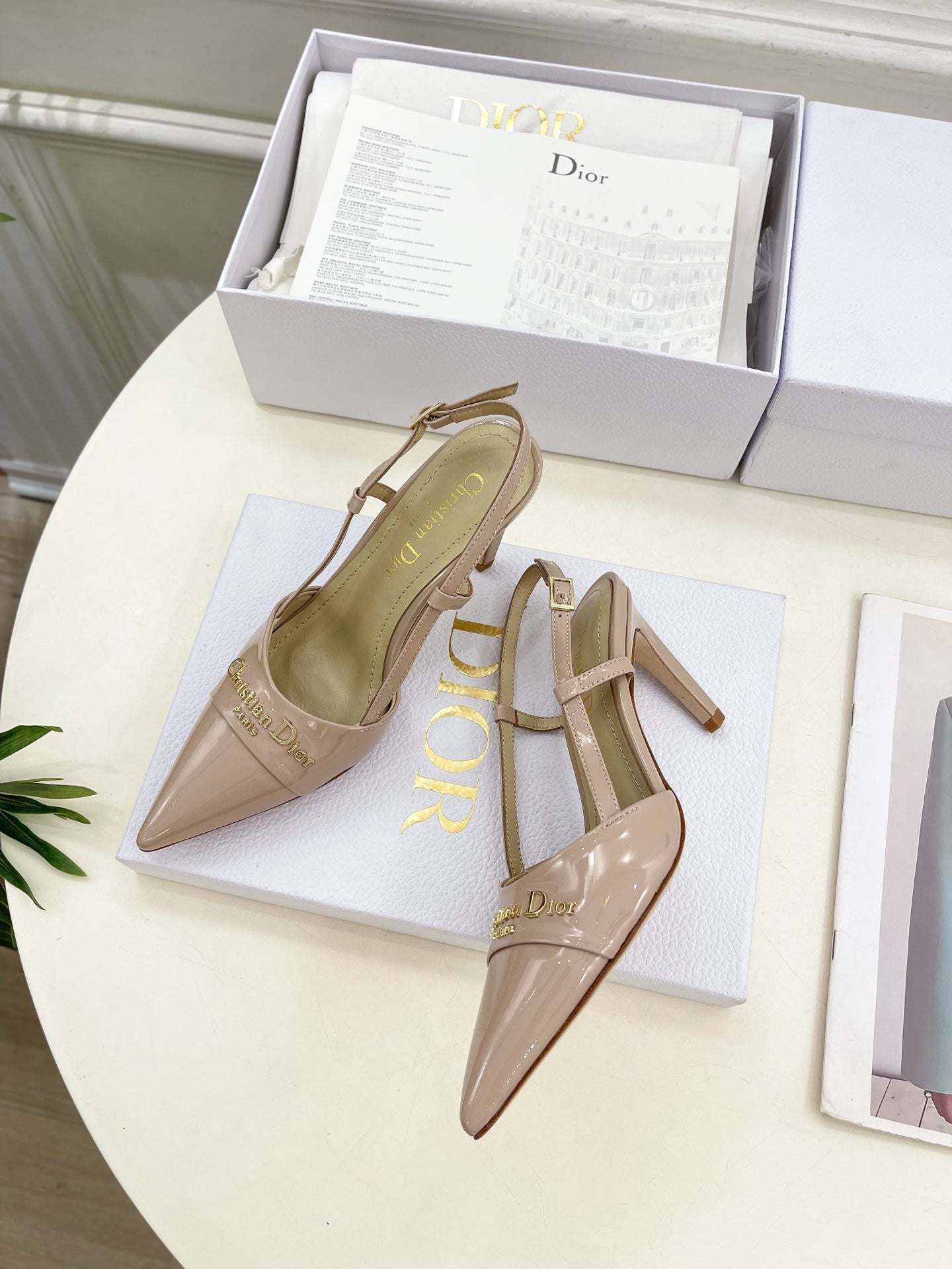 CD 25 Slingback Heel Pink Nude Patent Leather 307435