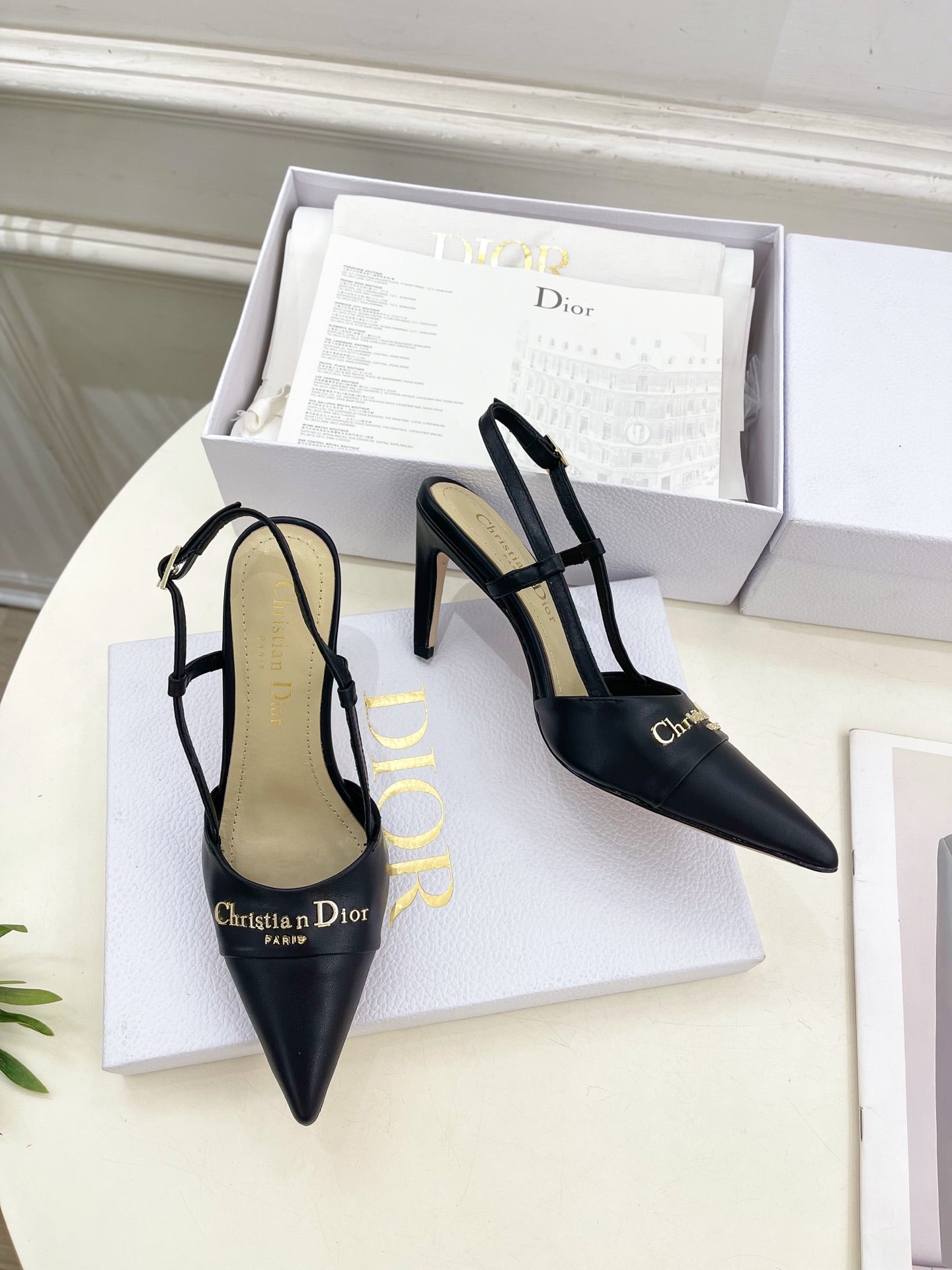 CD 25 Slingback Heel Black Leather 307431