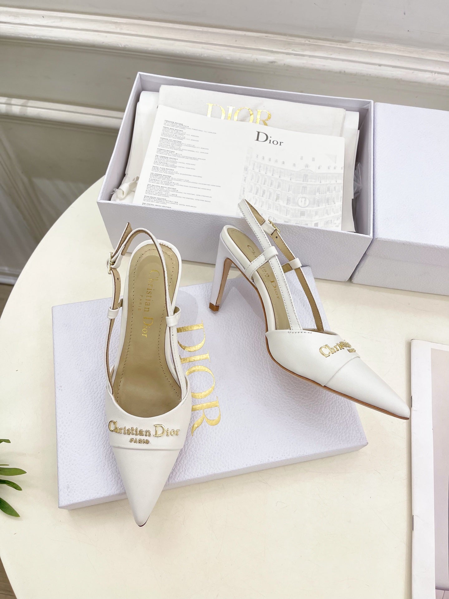 CD 25 Slingback Heel White Calfskin 307432
