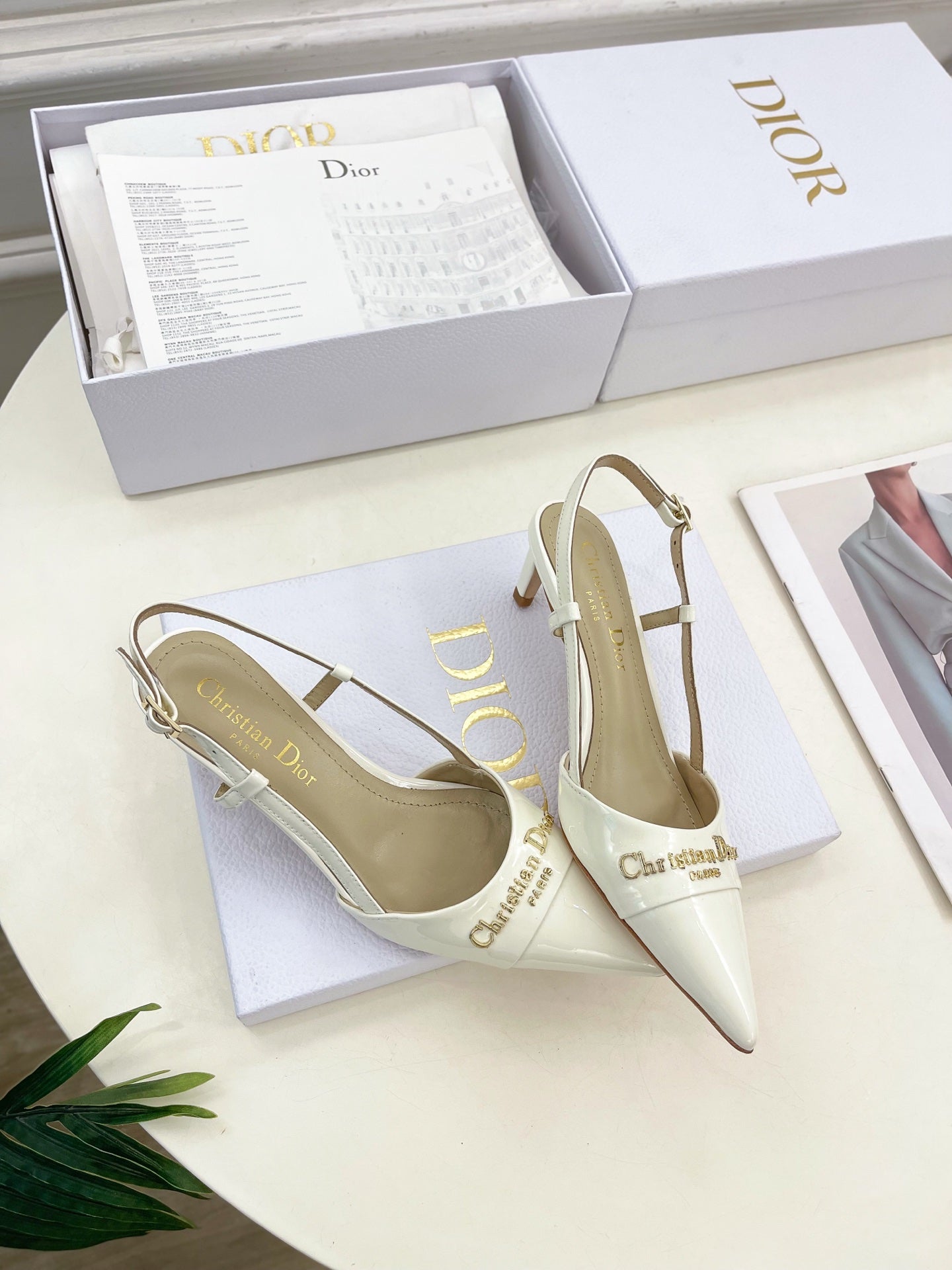 CD 25 Slingback Heel White Calfskin 307432