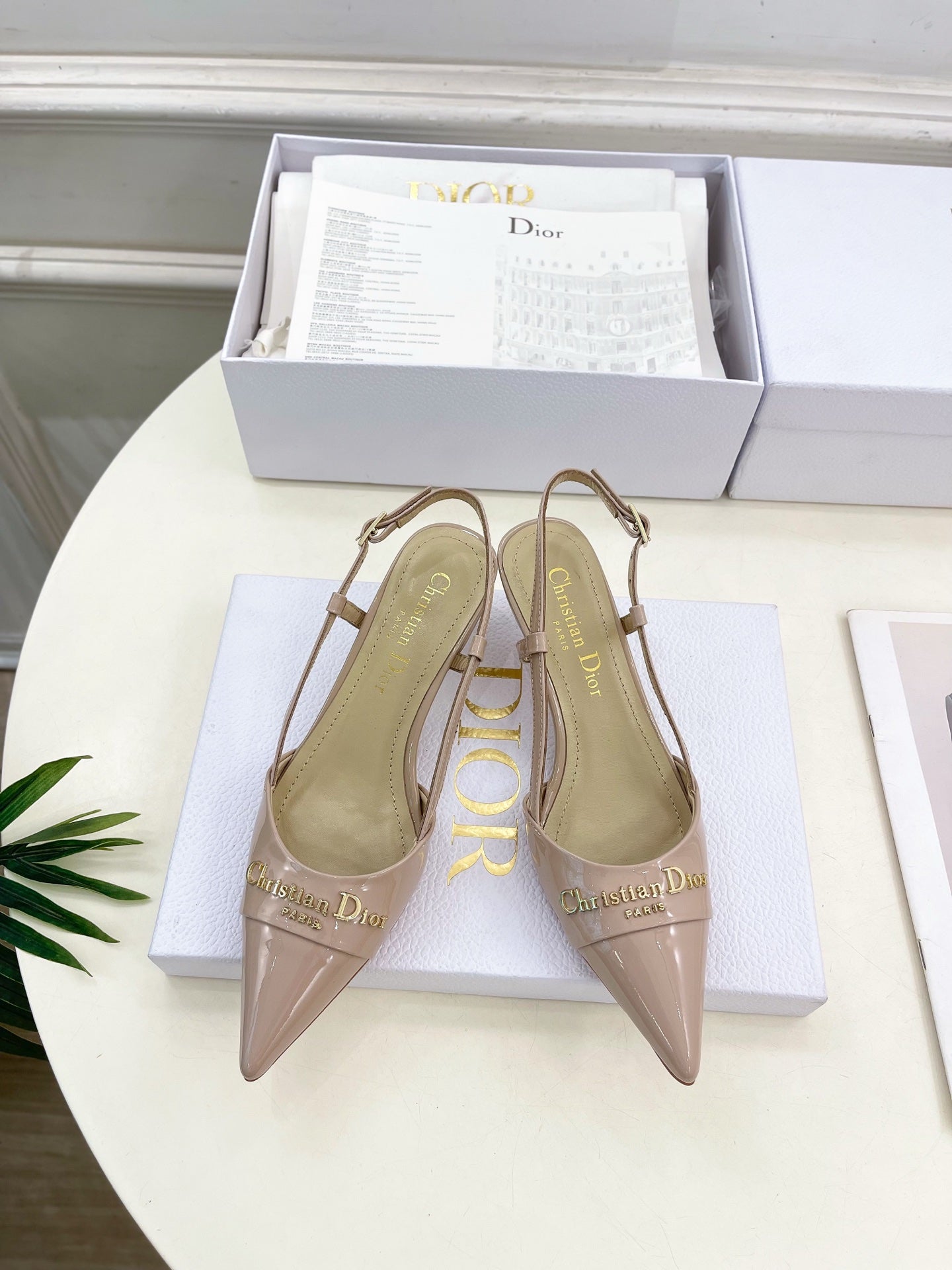 CD 25 Slingback Heel Pink Nude Patent Leather 307435