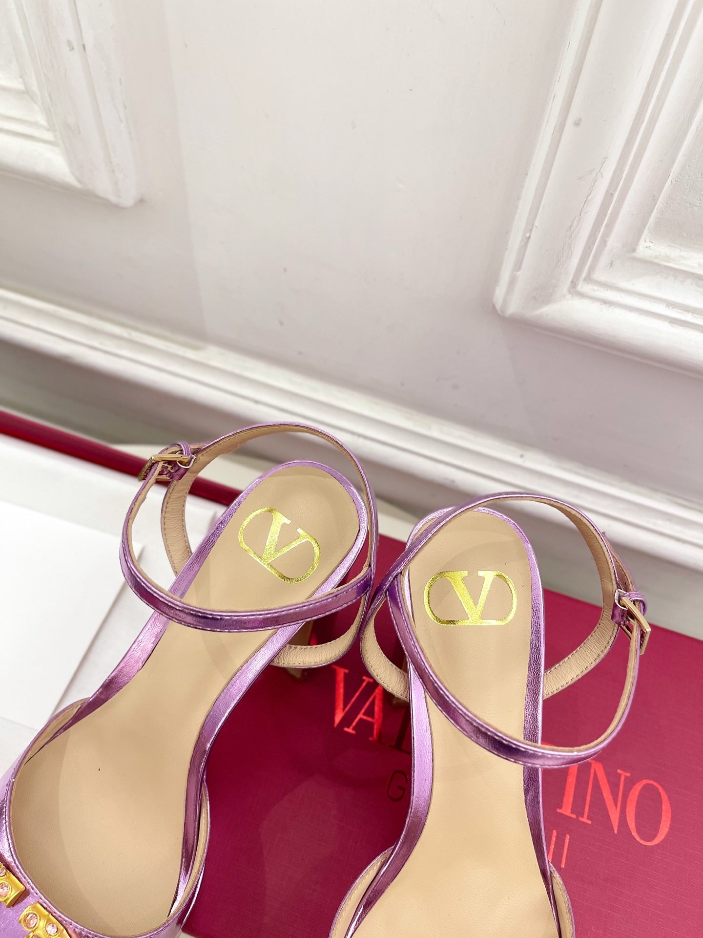 VT Garavani 25 Platform Sandals Purple Calfskin 330975