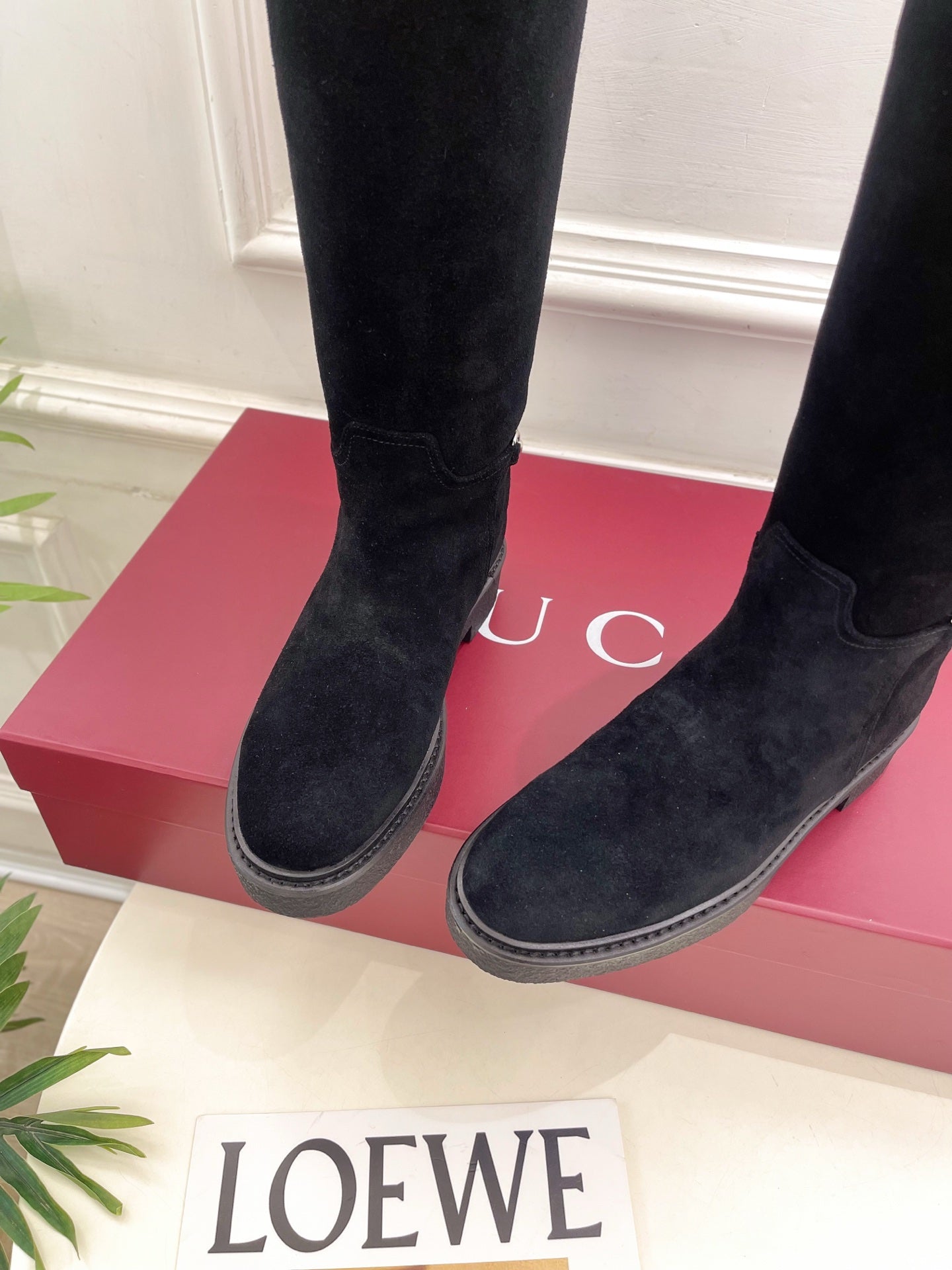 Gucci 25 high boots black suede 435368