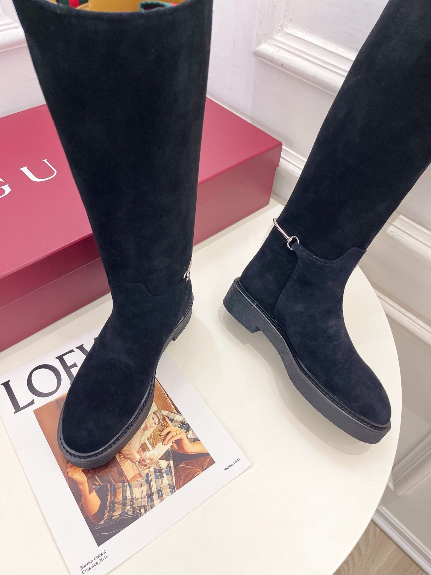 Gucci 25 high boots black suede 435368