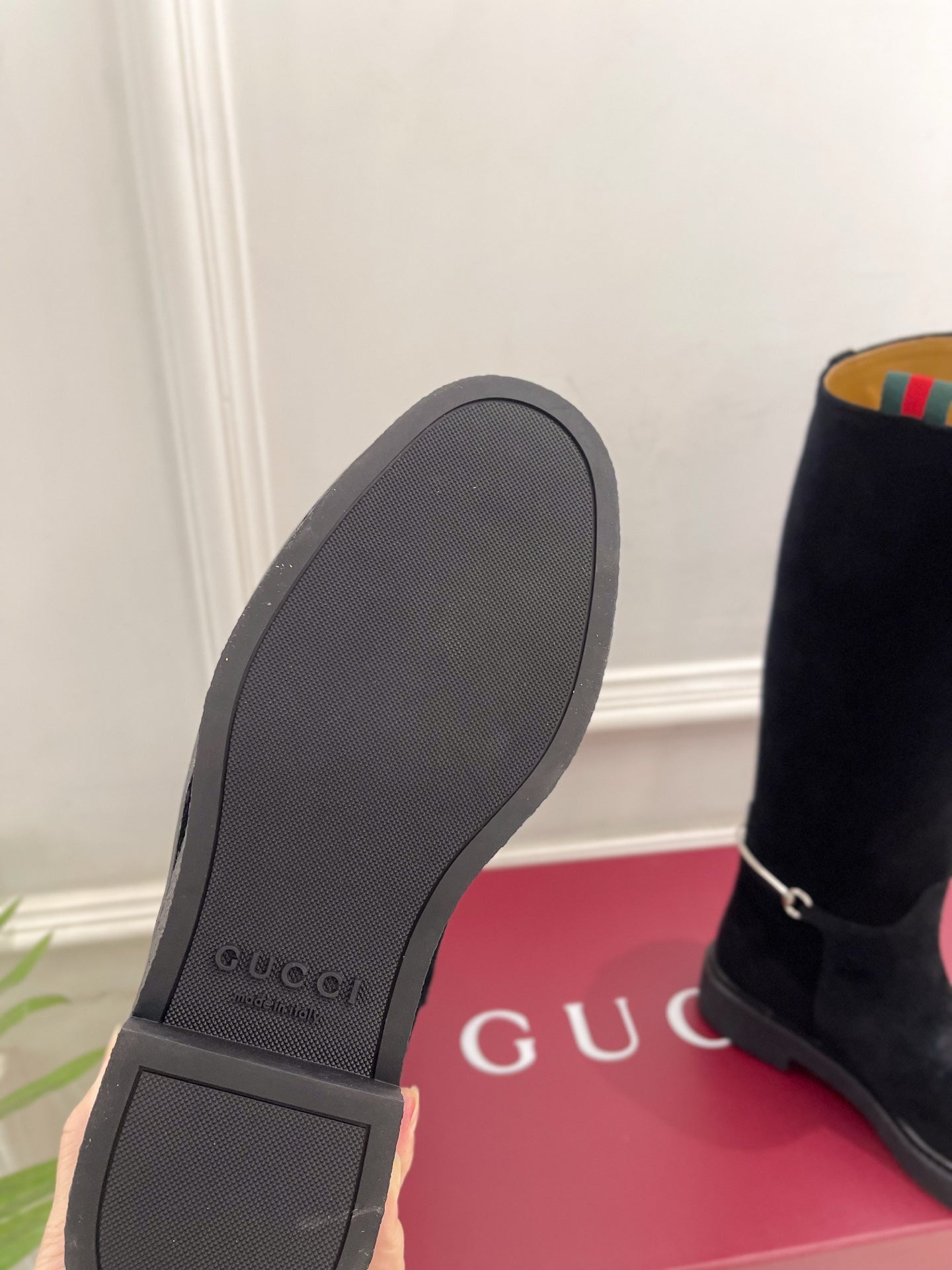 Gucci 25 high boots black suede 435368