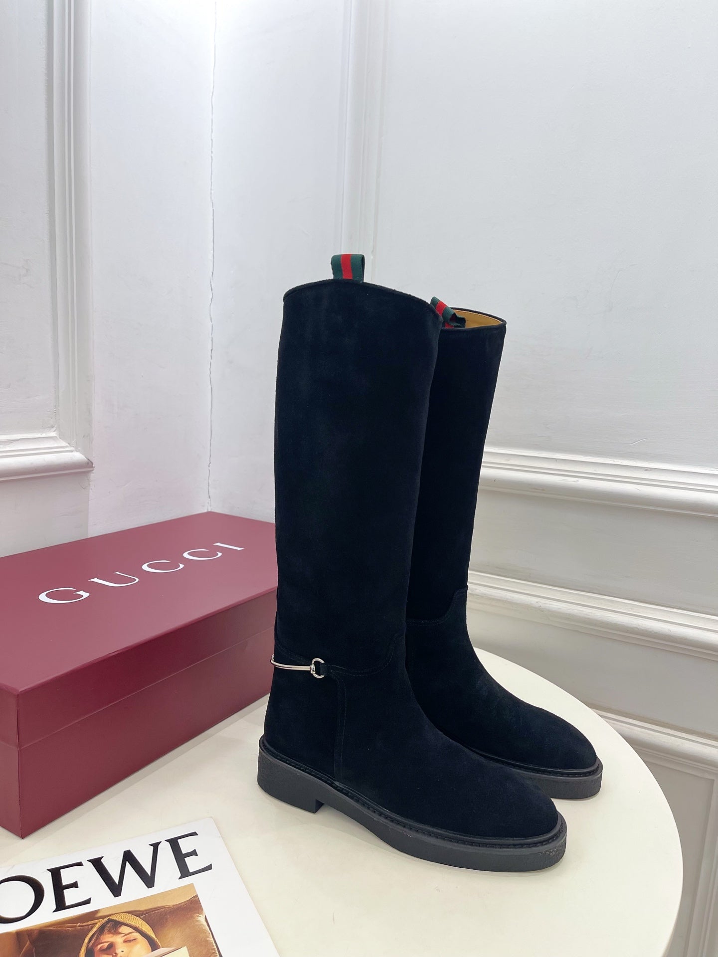 Gucci 25 high boots black suede 435368