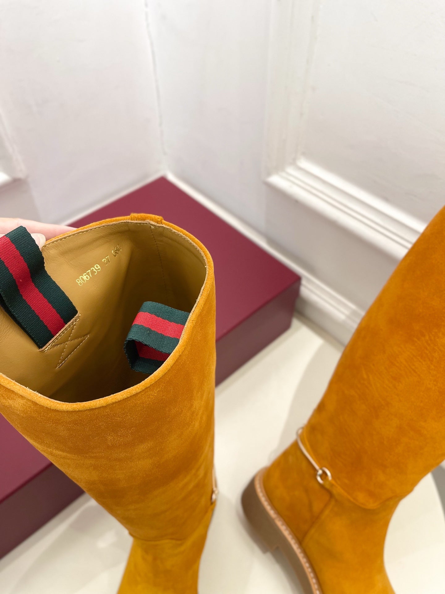 Gucci 25 high boots mustard yellow suede 435370