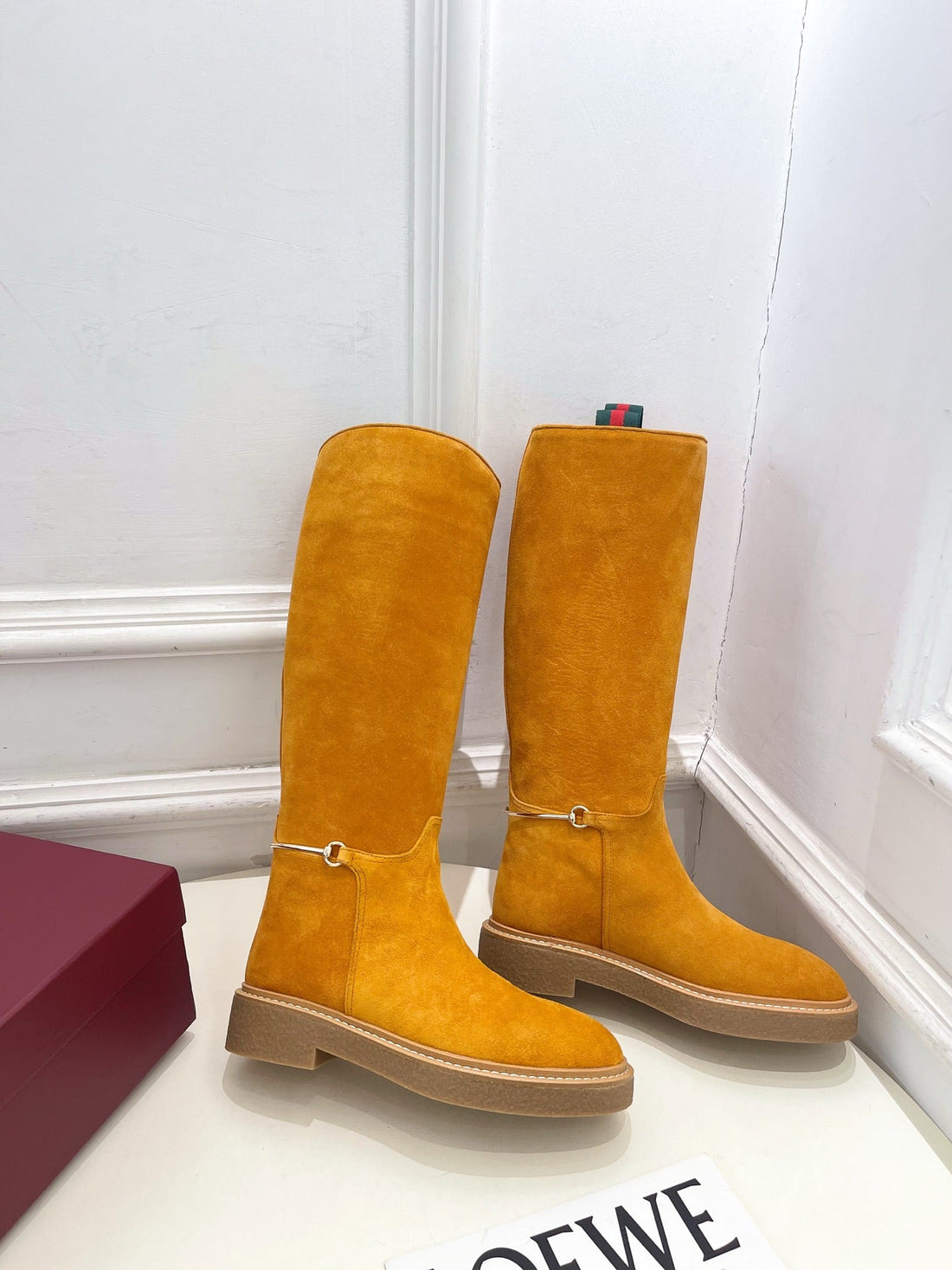 Gucci 25 high boots mustard yellow suede 435370
