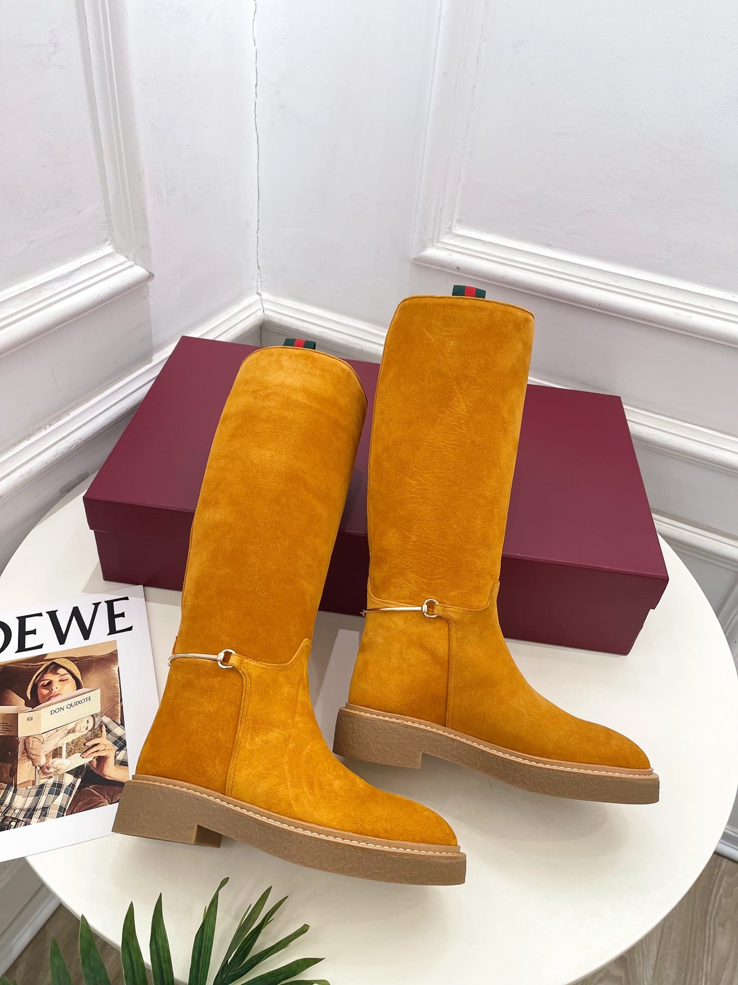 Gucci 25 high boots mustard yellow suede 435370
