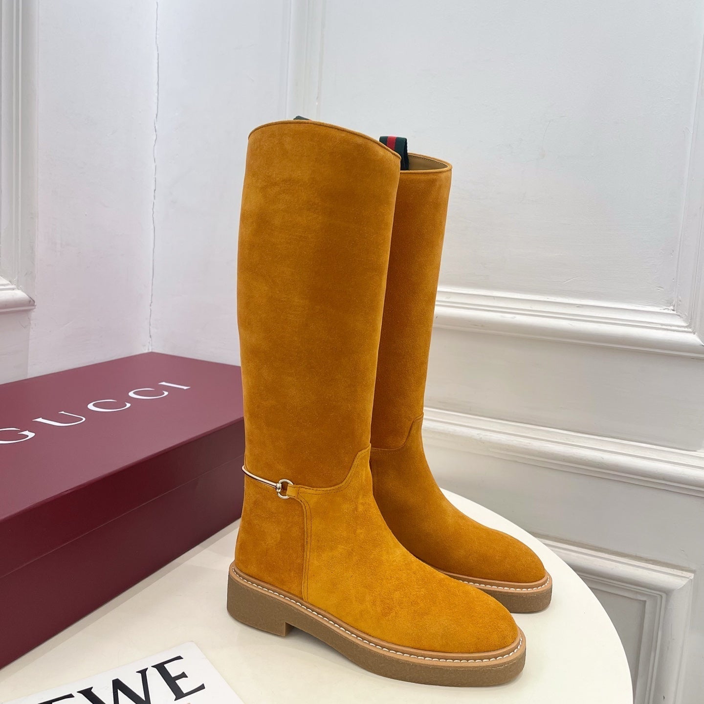 Gucci 25 high boots mustard yellow suede 435370