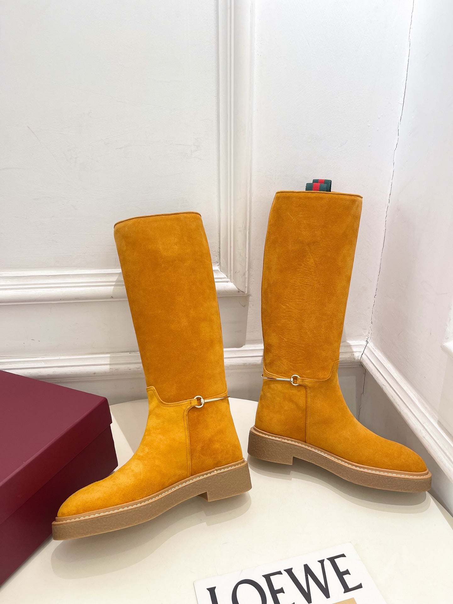 Gucci 25 high boots mustard yellow suede 435370