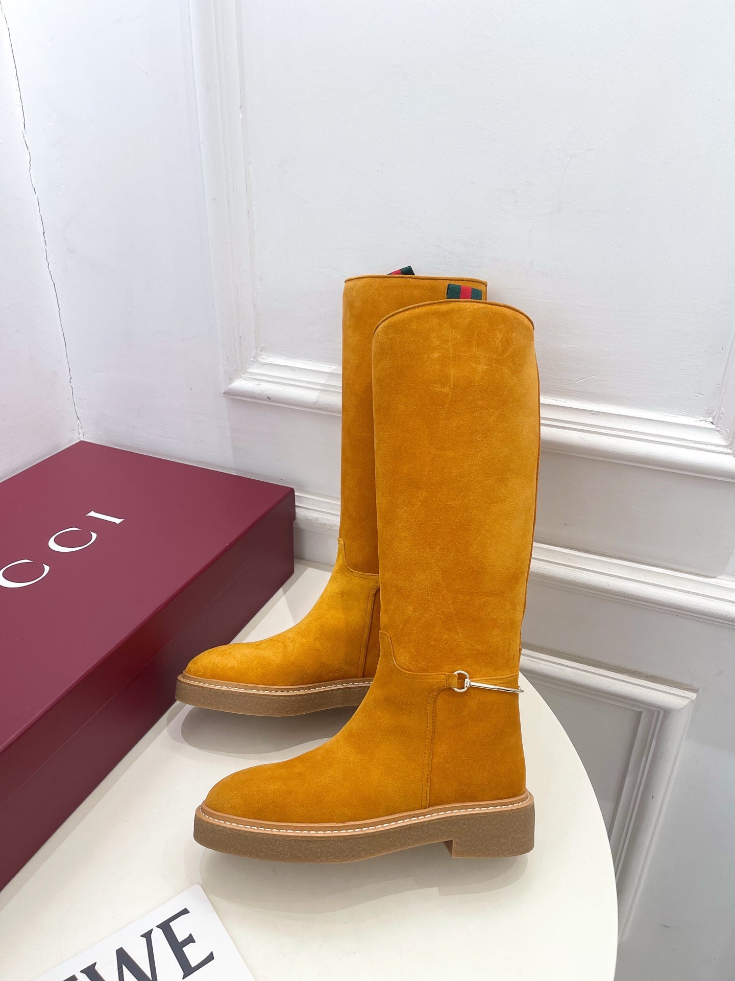 Gucci 25𝐬𝐬 hight boots mustard yellow suede 435370