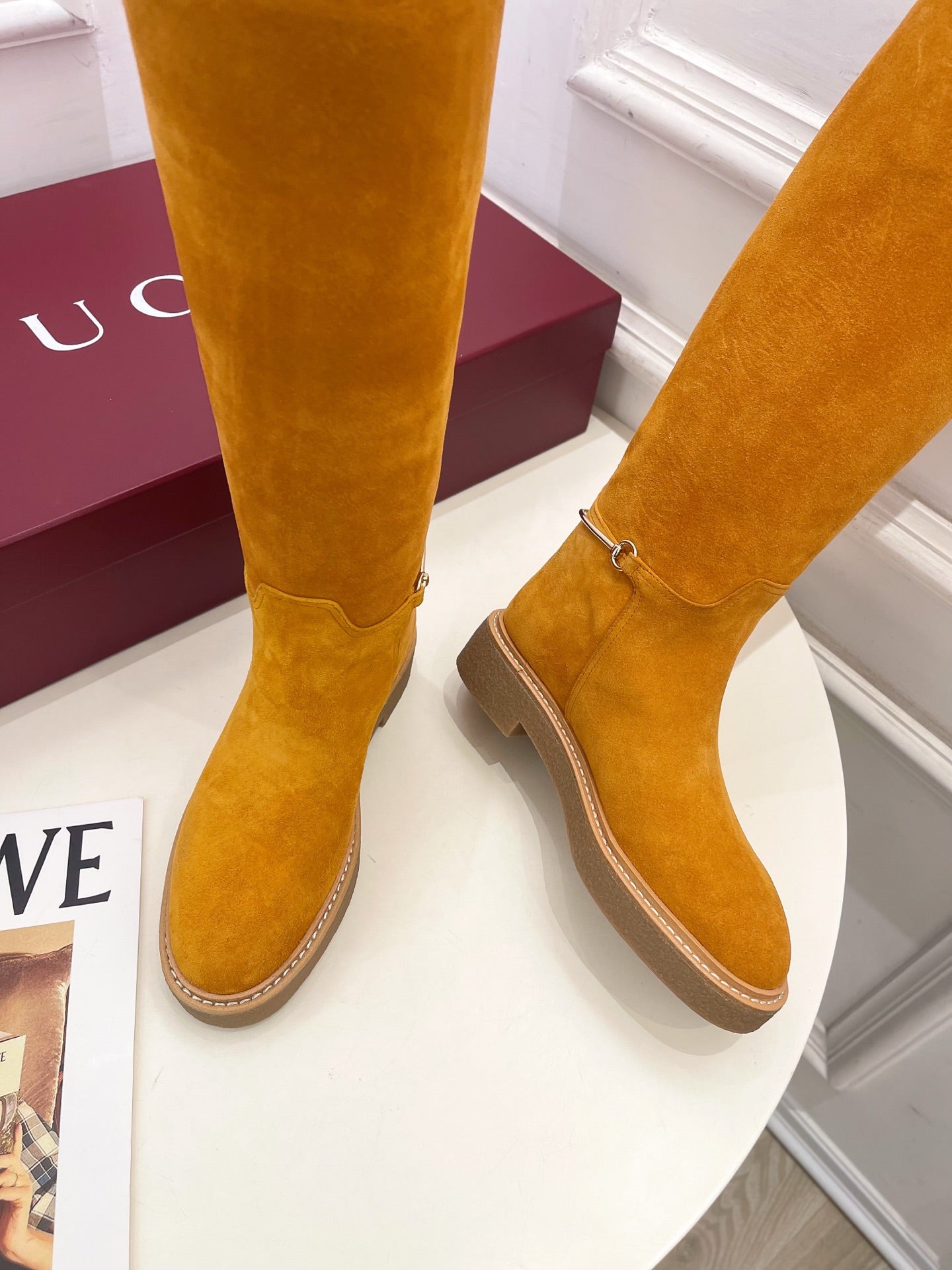 Gucci 25 high boots mustard yellow suede 435370