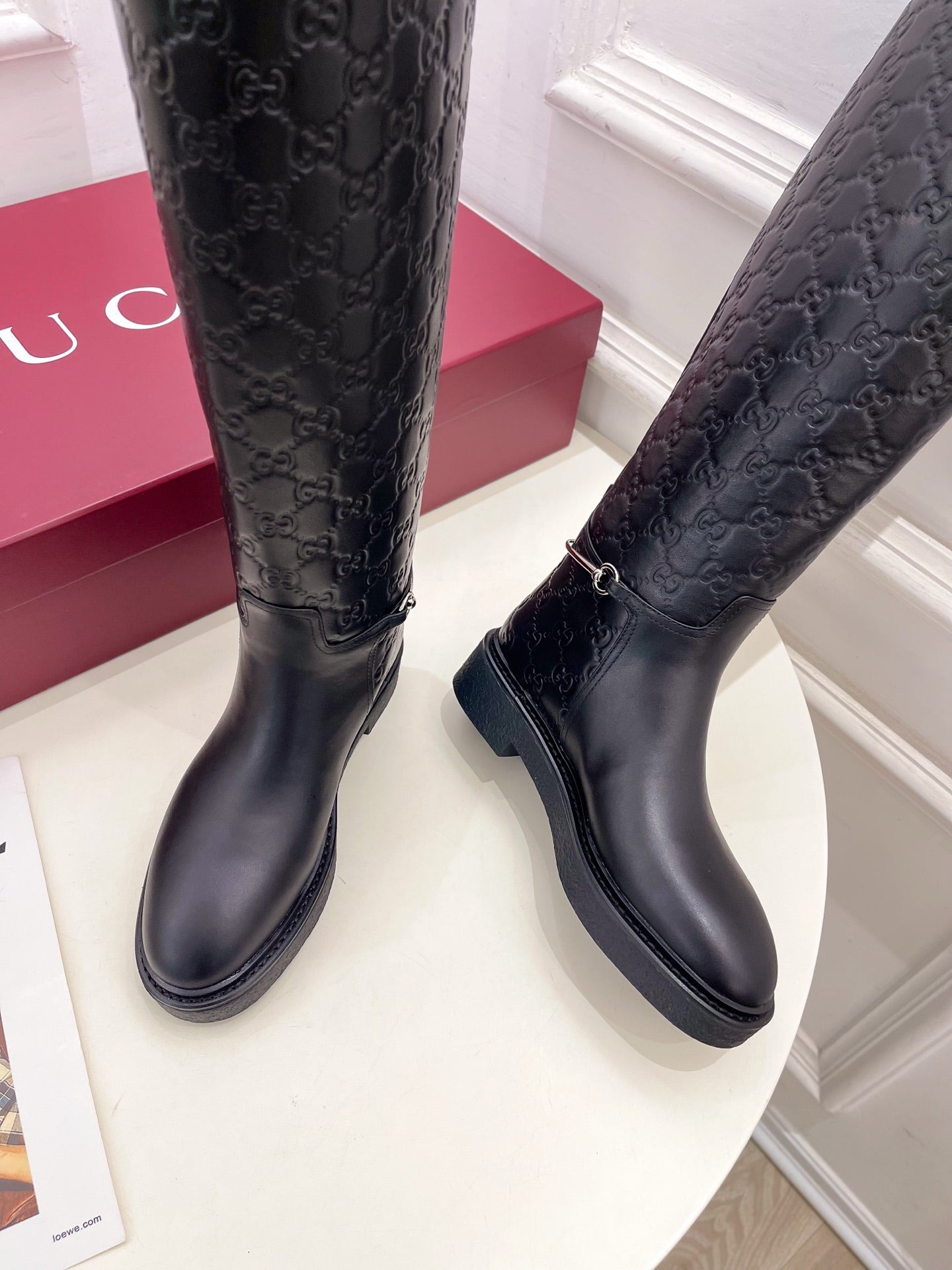 Gucci 25 Horsebit Detail Logo Black Calfskin 435373