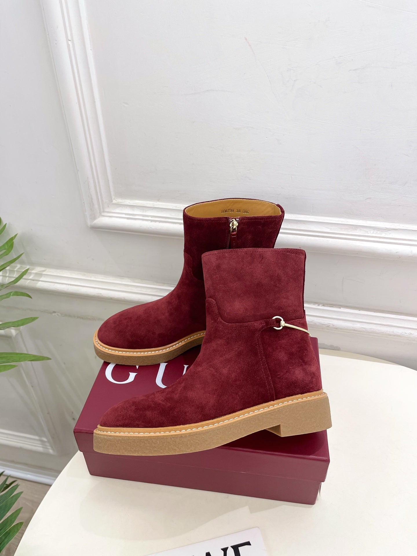 Gucci 25 horsebit ankle boots wine red suede 435375