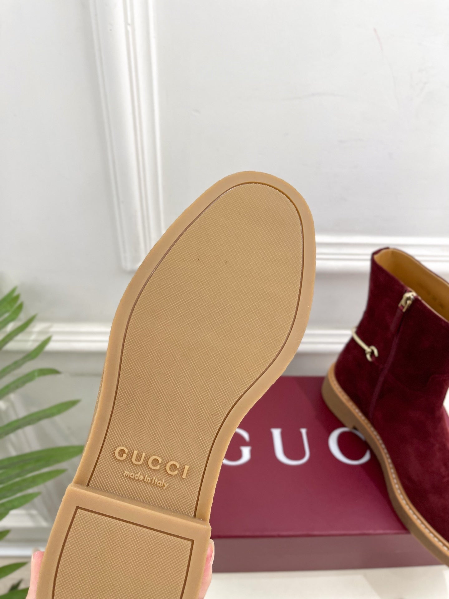 Gucci 25 horsebit ankle boots wine red suede 435375