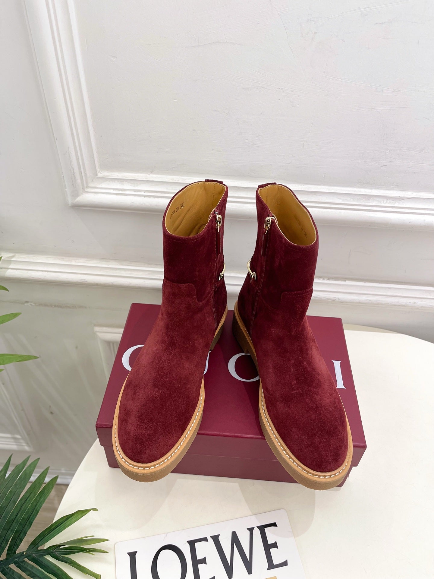 Gucci 25 horsebit ankle boots wine red suede 435375