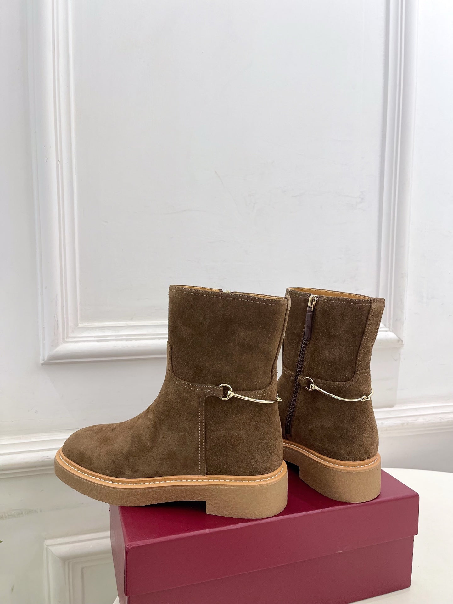 Gucci 25 horsebit ankle boots chestnut brown suede 435376