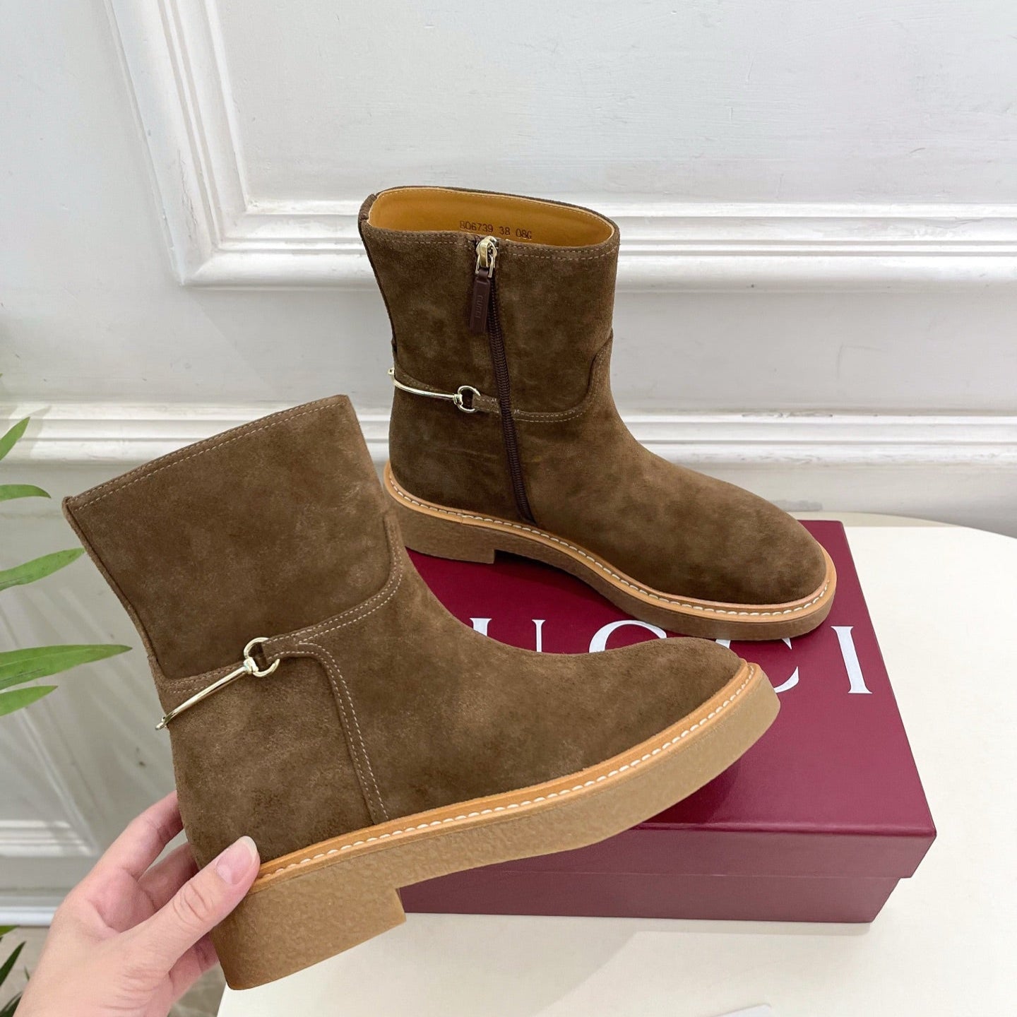 Gucci 25 horsebit ankle boots chestnut brown suede 435376