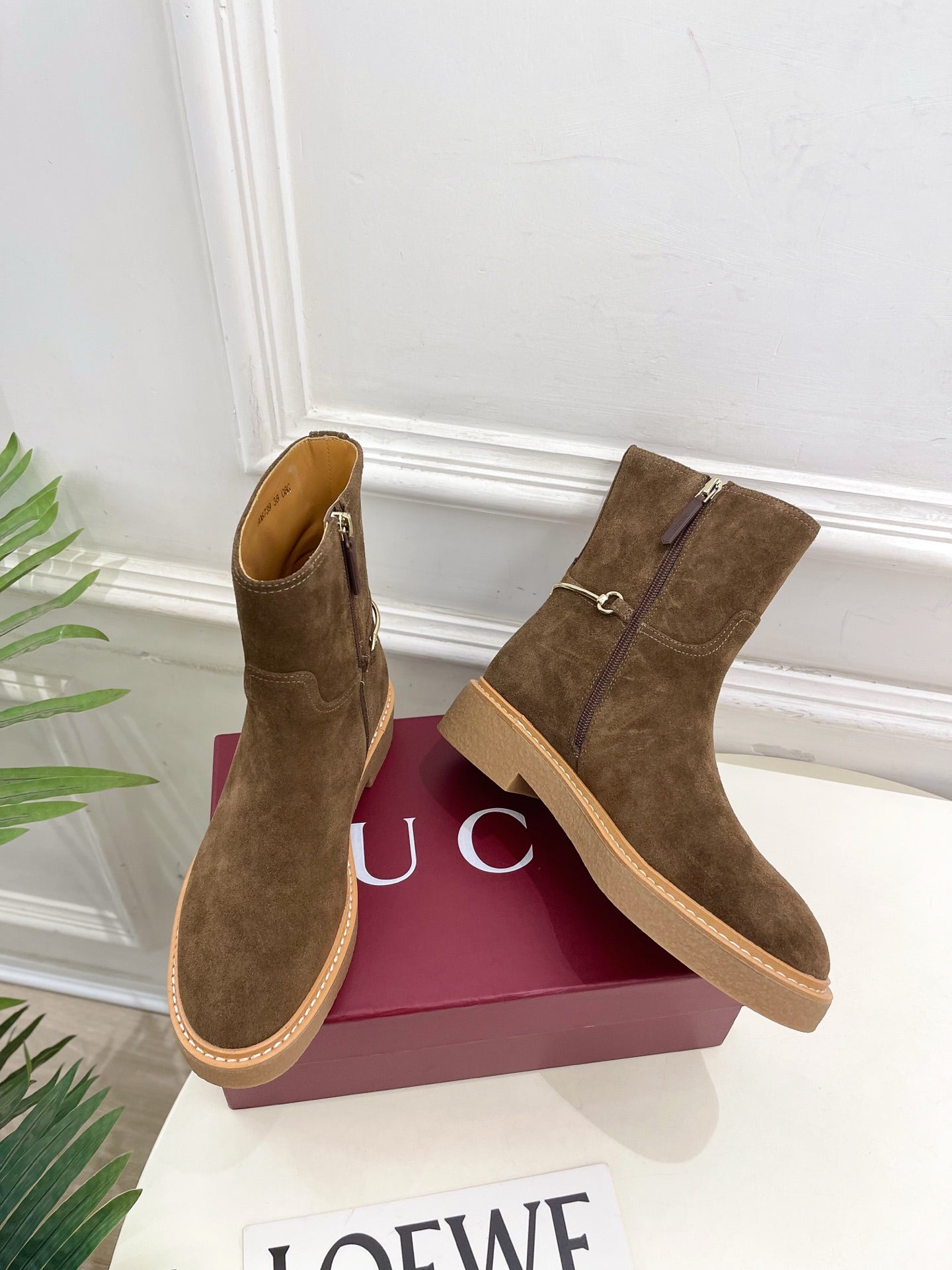 Gucci 25 horsebit ankle boots chestnut brown suede 435376