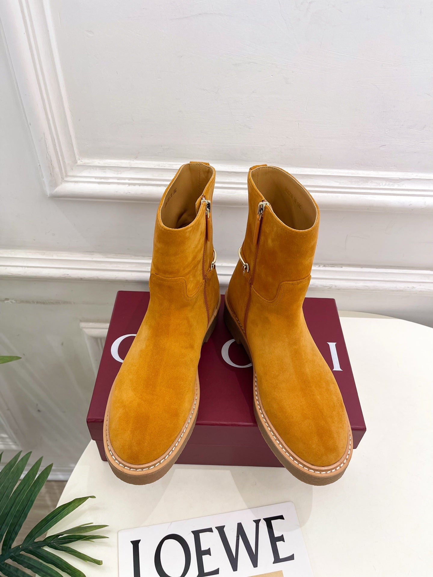 Gucci 25 horsebit ankle boots mustard yellow suede 435377