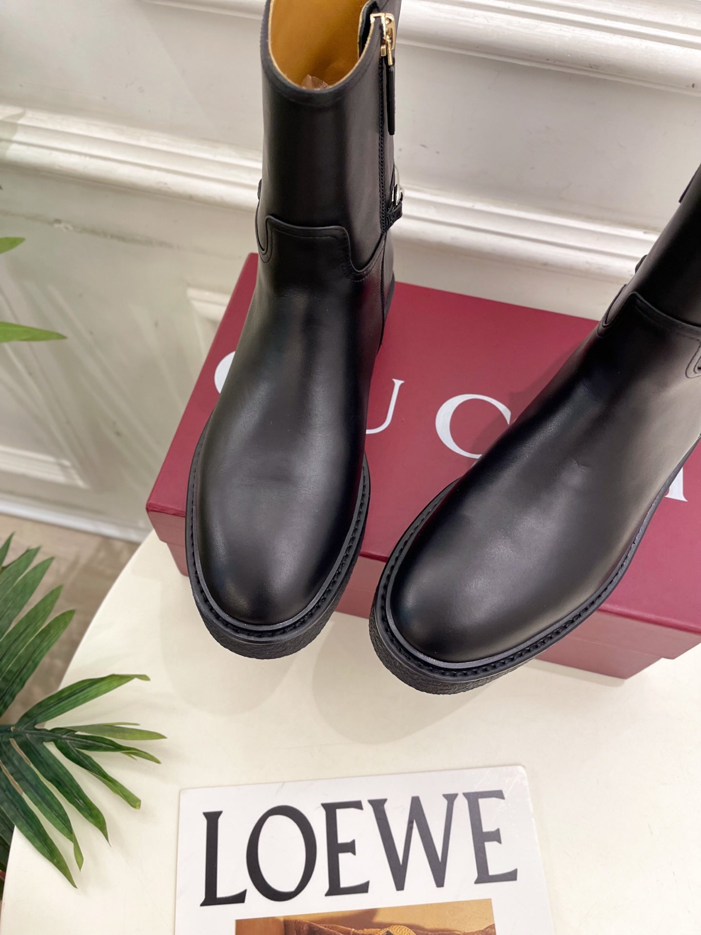 Gucci 25 horsebit ankle boots black calfskin 435379