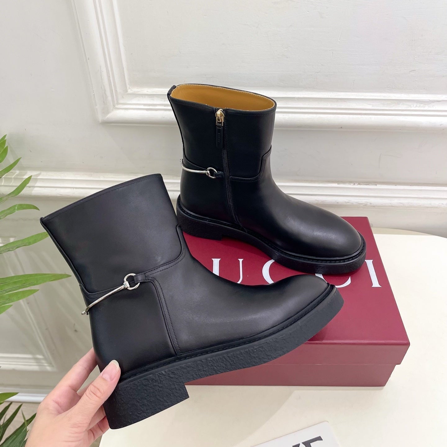 Gucci 25 horsebit ankle boots black calfskin 435379
