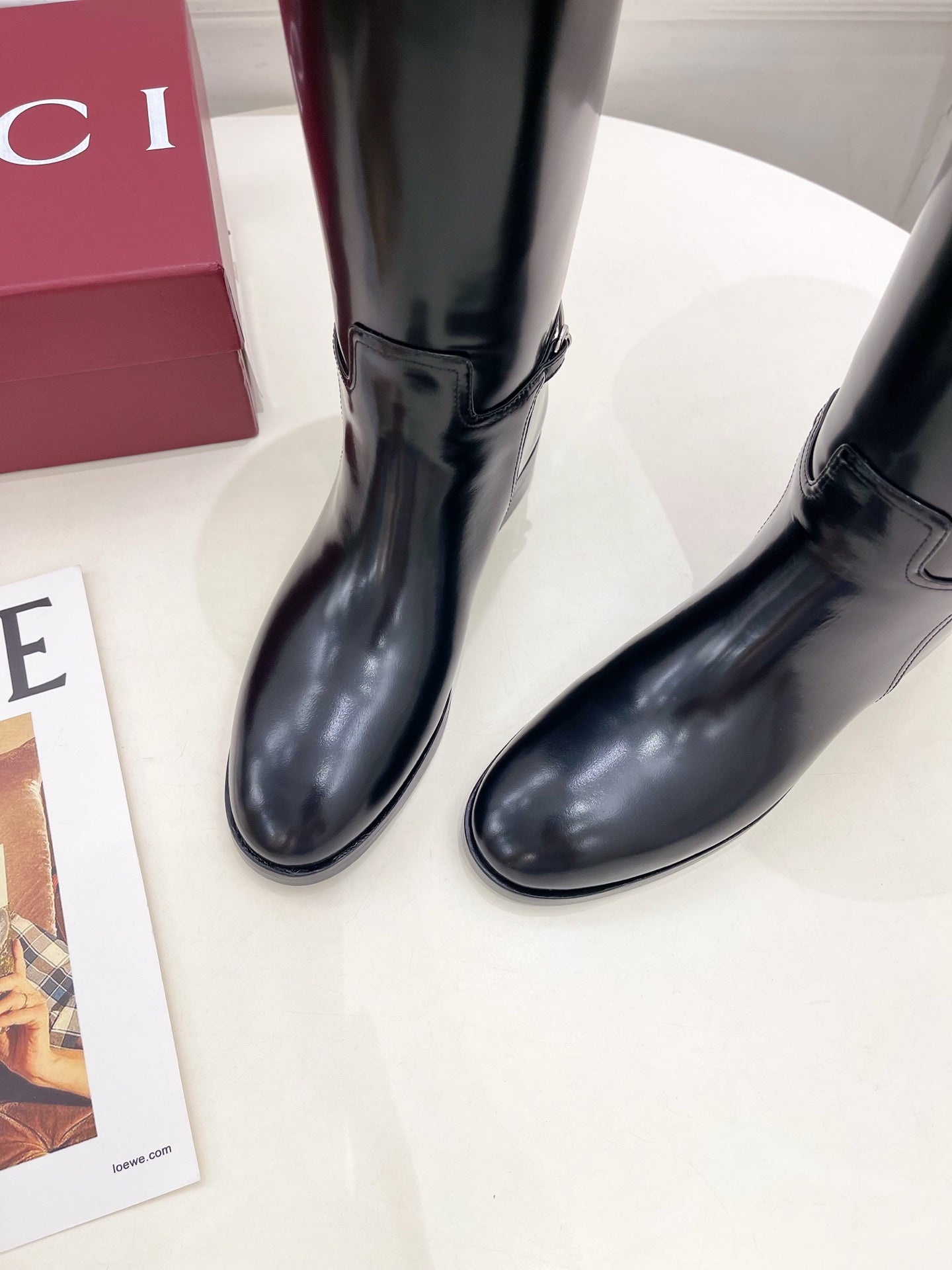 Gucci 25 horsebit long boots black calfskin 435381