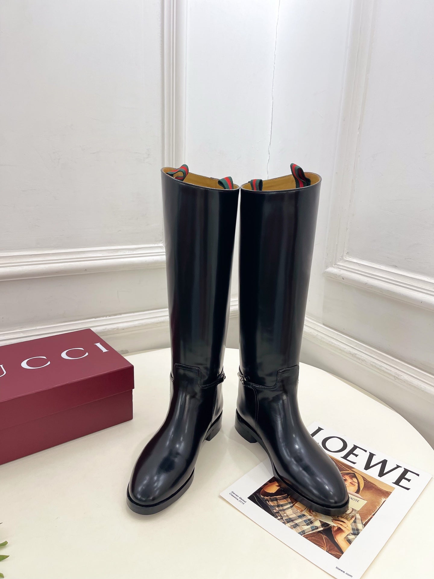 Gucci 25 horsebit long boots black calfskin 435381