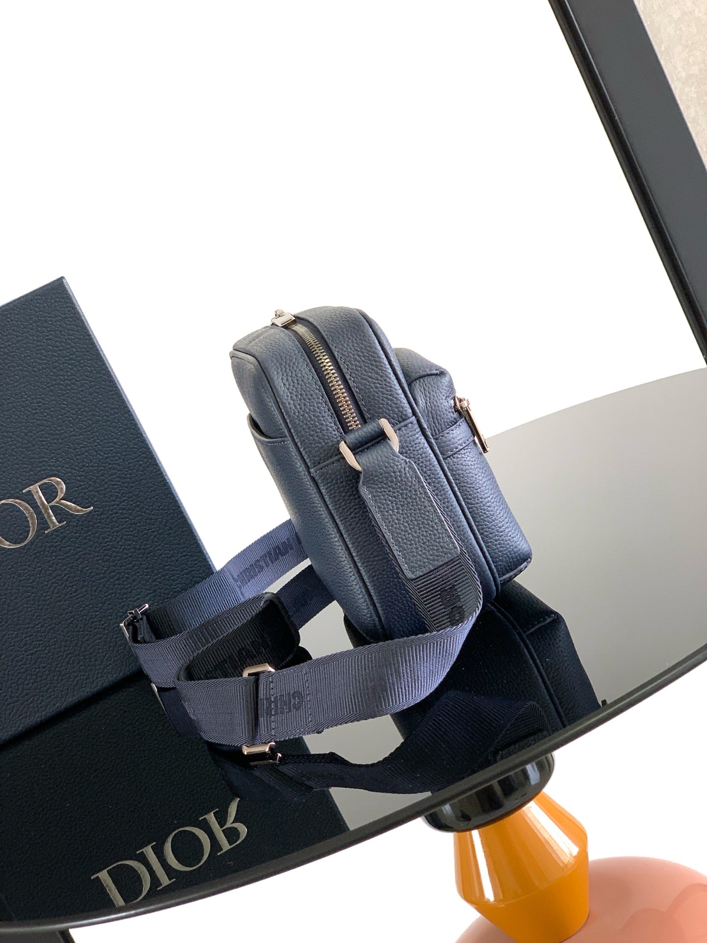 Dior Rider 2.0 Zippered Messenger Bag Navy Blue Cowhide 336245