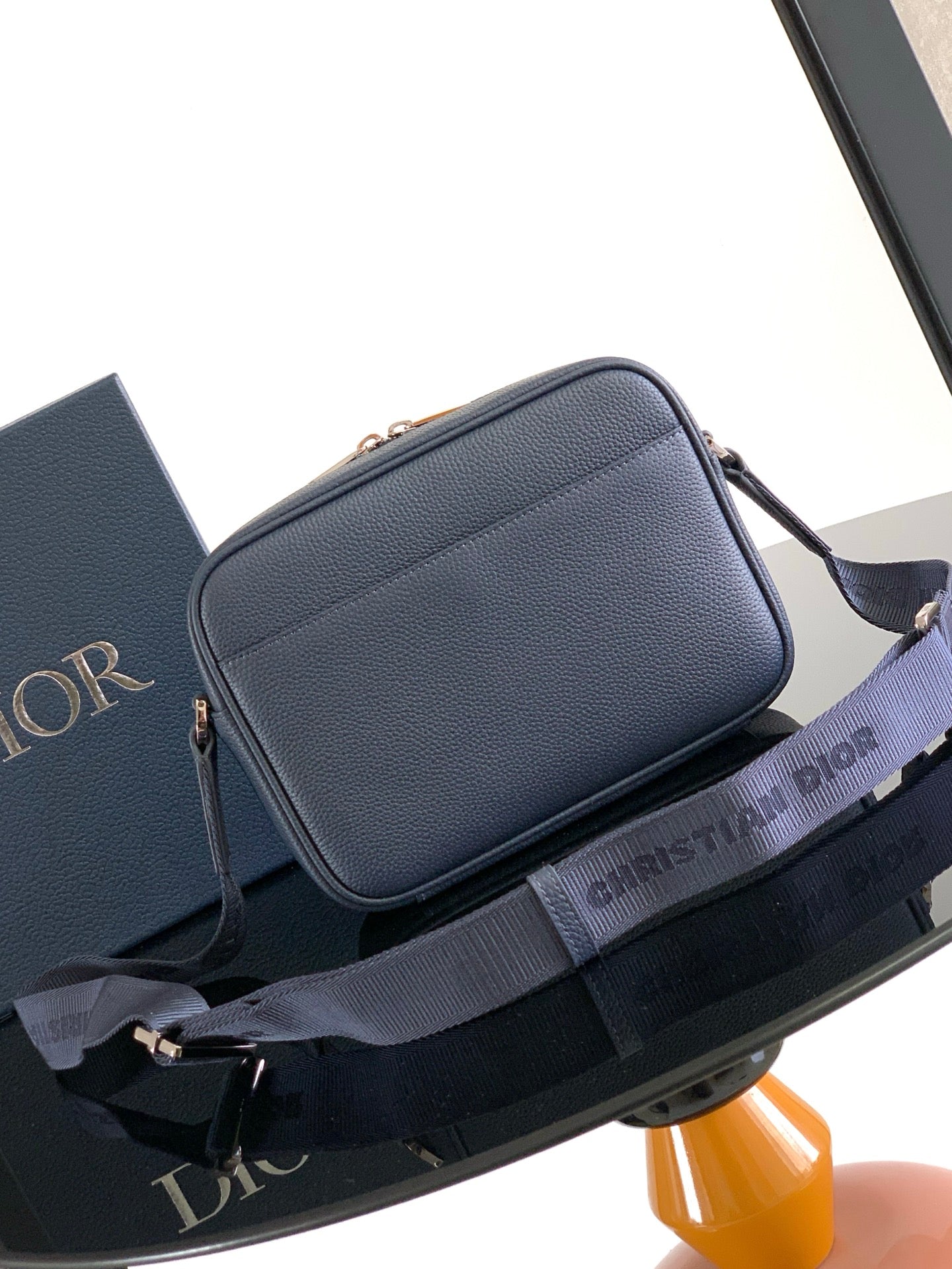 Dior Rider 2.0 Zippered Messenger Bag Navy Blue Cowhide 336245