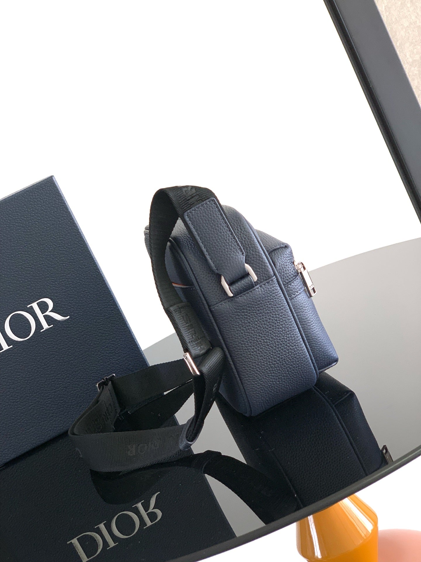 Dior Rider 2.0 Zippered Messenger Bag Navy Blue Cowhide 336236