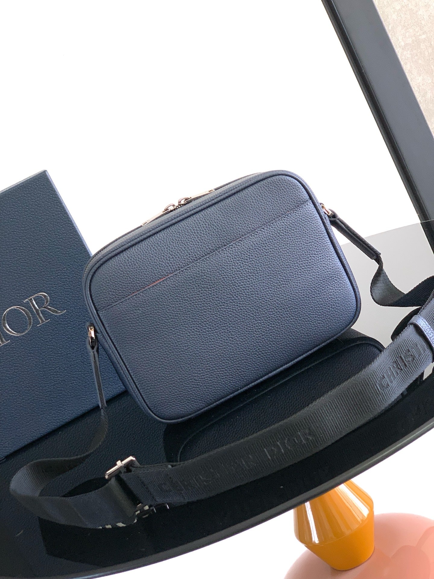 Dior Rider 2.0 Zippered Messenger Bag Navy Blue Cowhide 336236