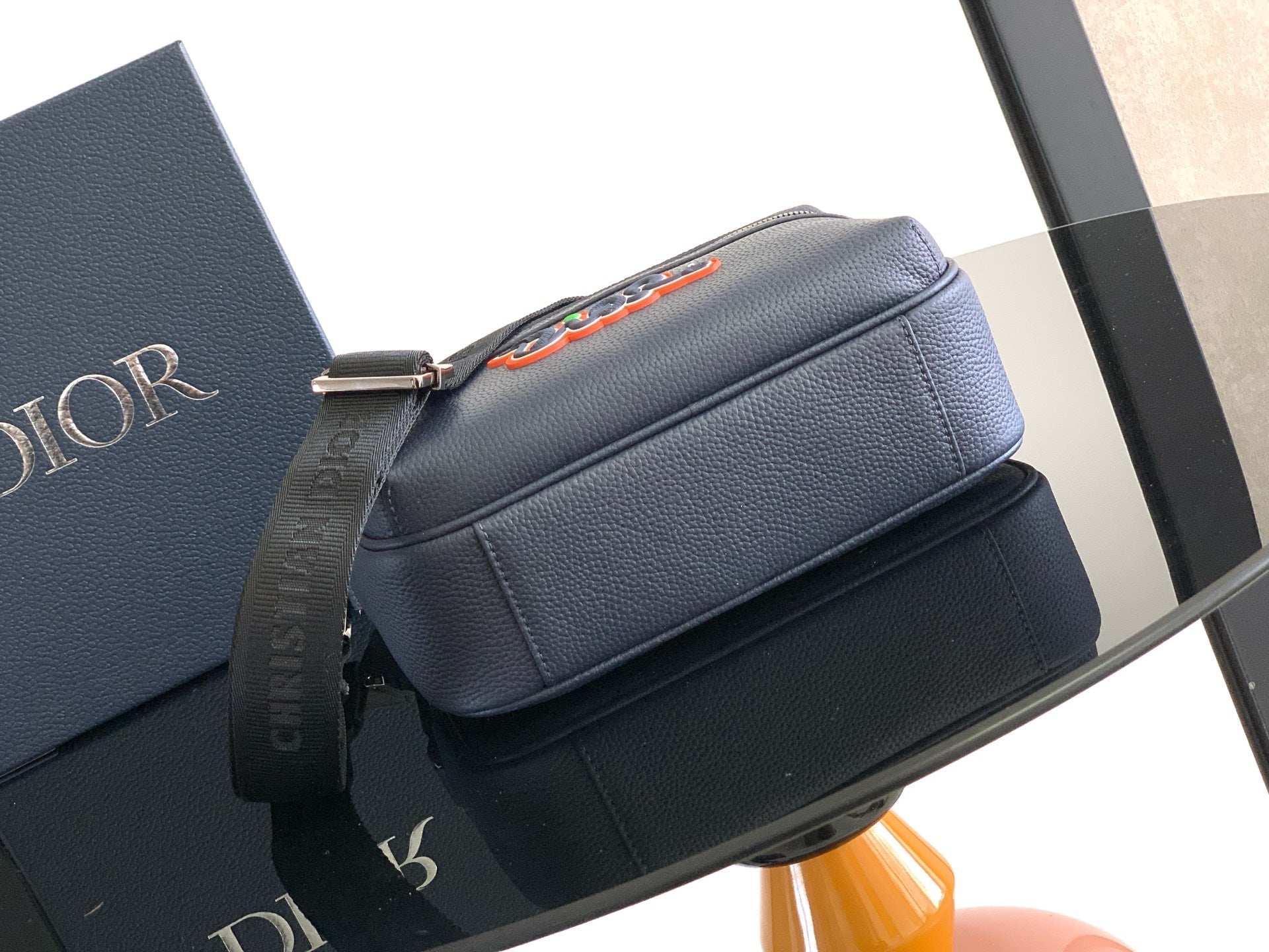 Dior Rider 2.0 Zippered Messenger Bag Navy Blue Cowhide 336236