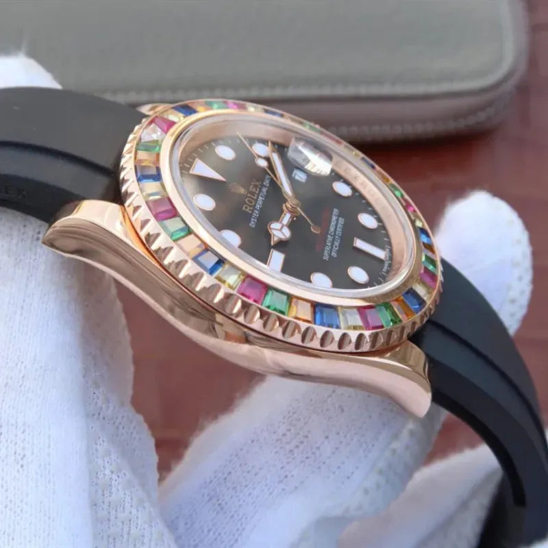 YACHT MASTER 1 GOLDEN DIAMOND BEZEL BLACK DIAL 40MM