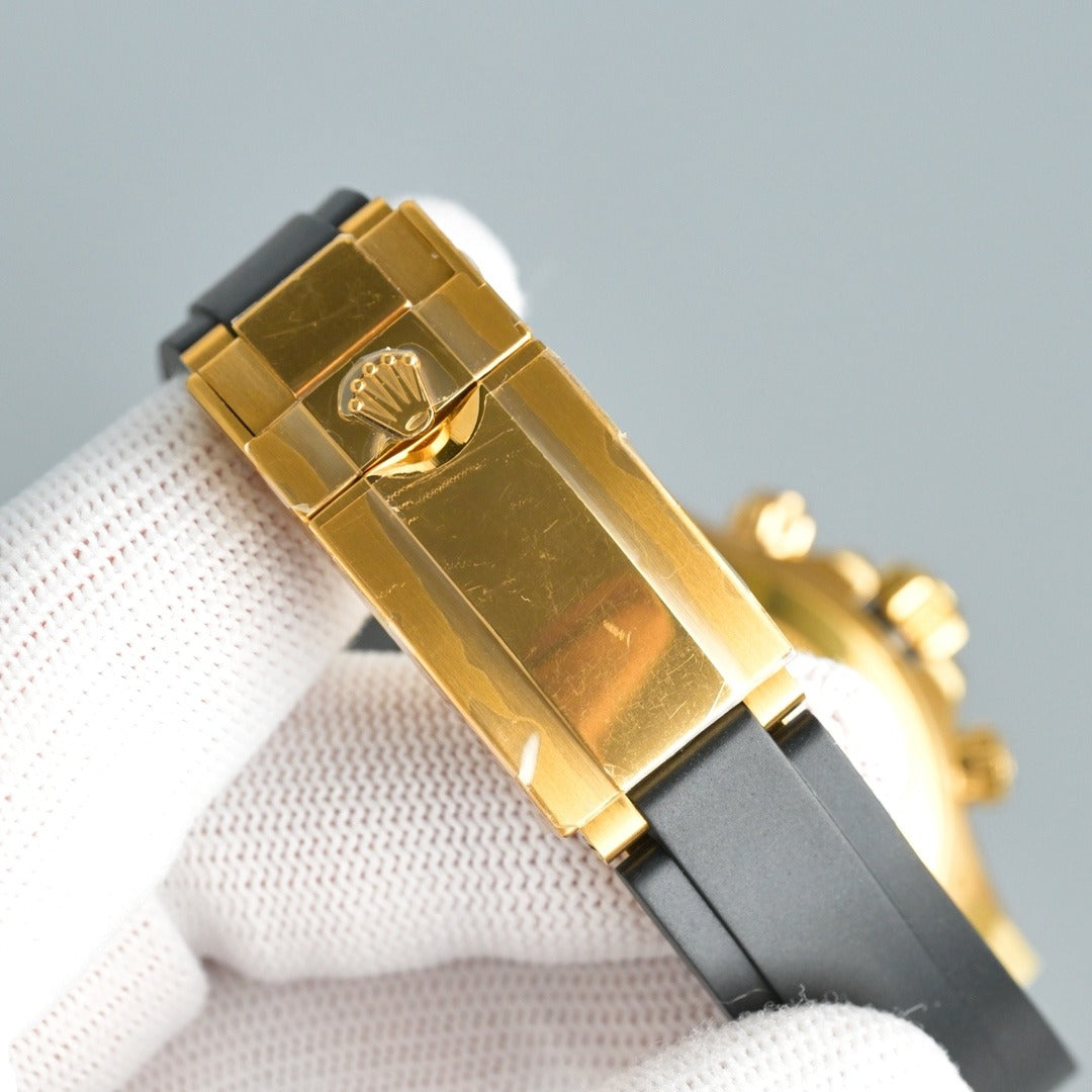 Yellow Gold Rolex Daytona with Black Dial and Oysterflex Strap