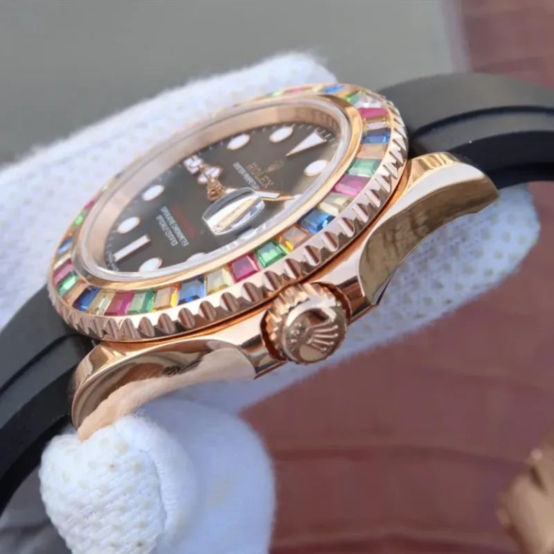 YACHT MASTER 1 GOLDEN DIAMOND BEZEL BLACK DIAL 40MM