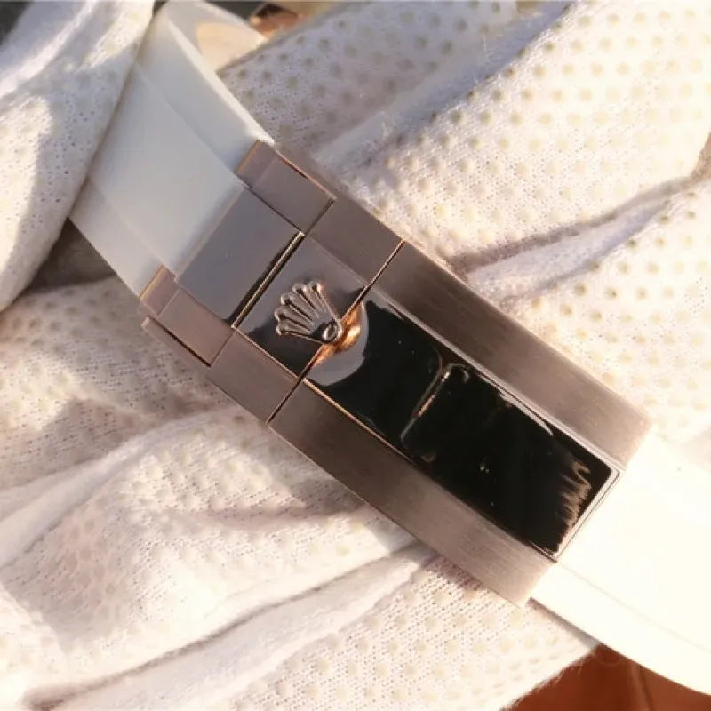 YACHT MASTER 1 BAYMAX ROSE GOLD MIX WHITE RUBBER STRAP 40MM