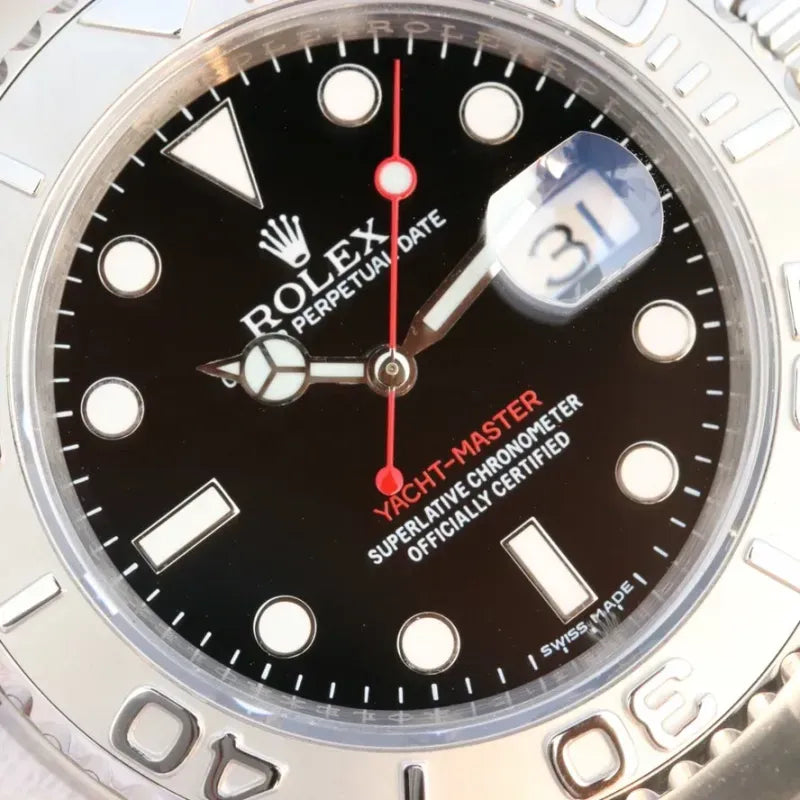 YACHT MASTER 1 PURE SILVER ( BLACK DIAL ) STAINLESS STEEL 40MM