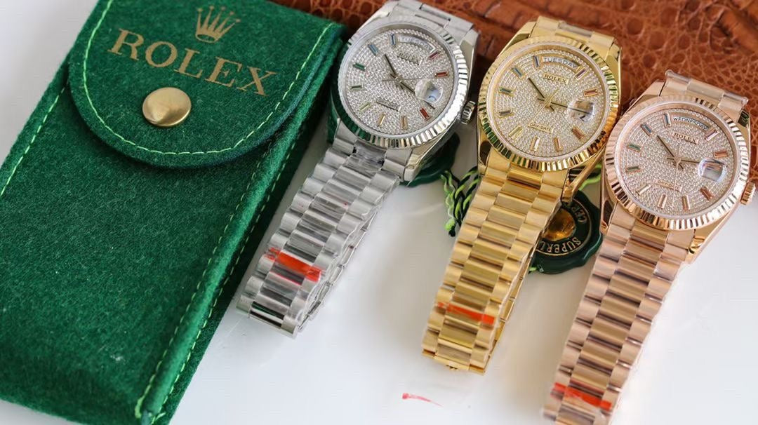 Rolex Day-Date with Full Diamond Dial and Fluted Bezel